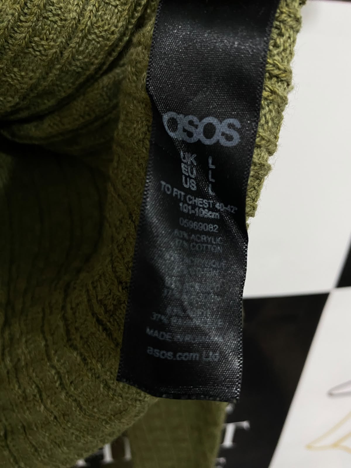 ASOS |L| BUST 22| A59|OLIVE GREEN TEXTURED CREWNECK TECHNICAL UTILITY SWEATER