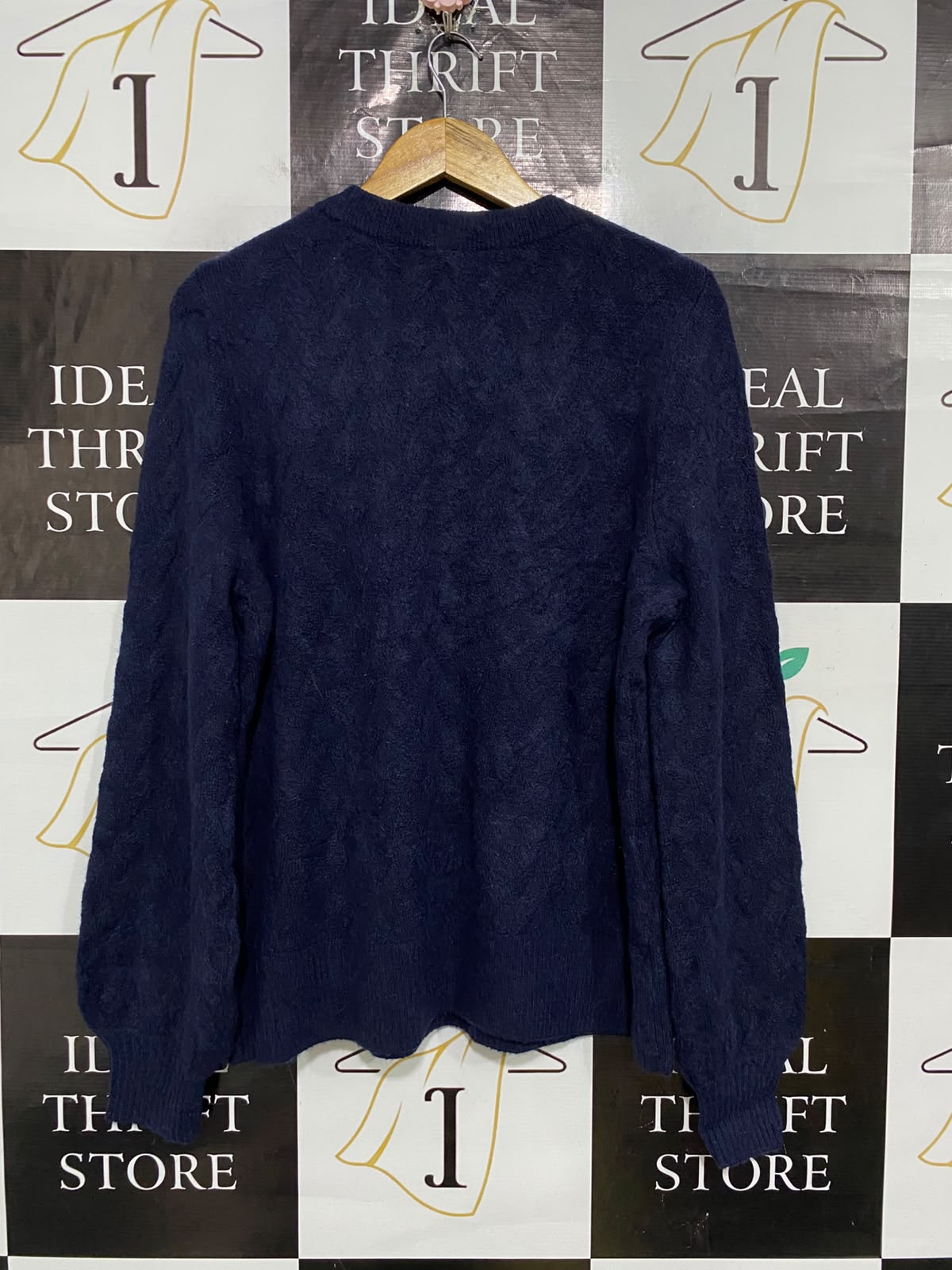 REVIEW |XL| BUST 22| A59| NAVY BLUE TEXTURED CREWNECK TECHNICAL UTILITY SWEATER