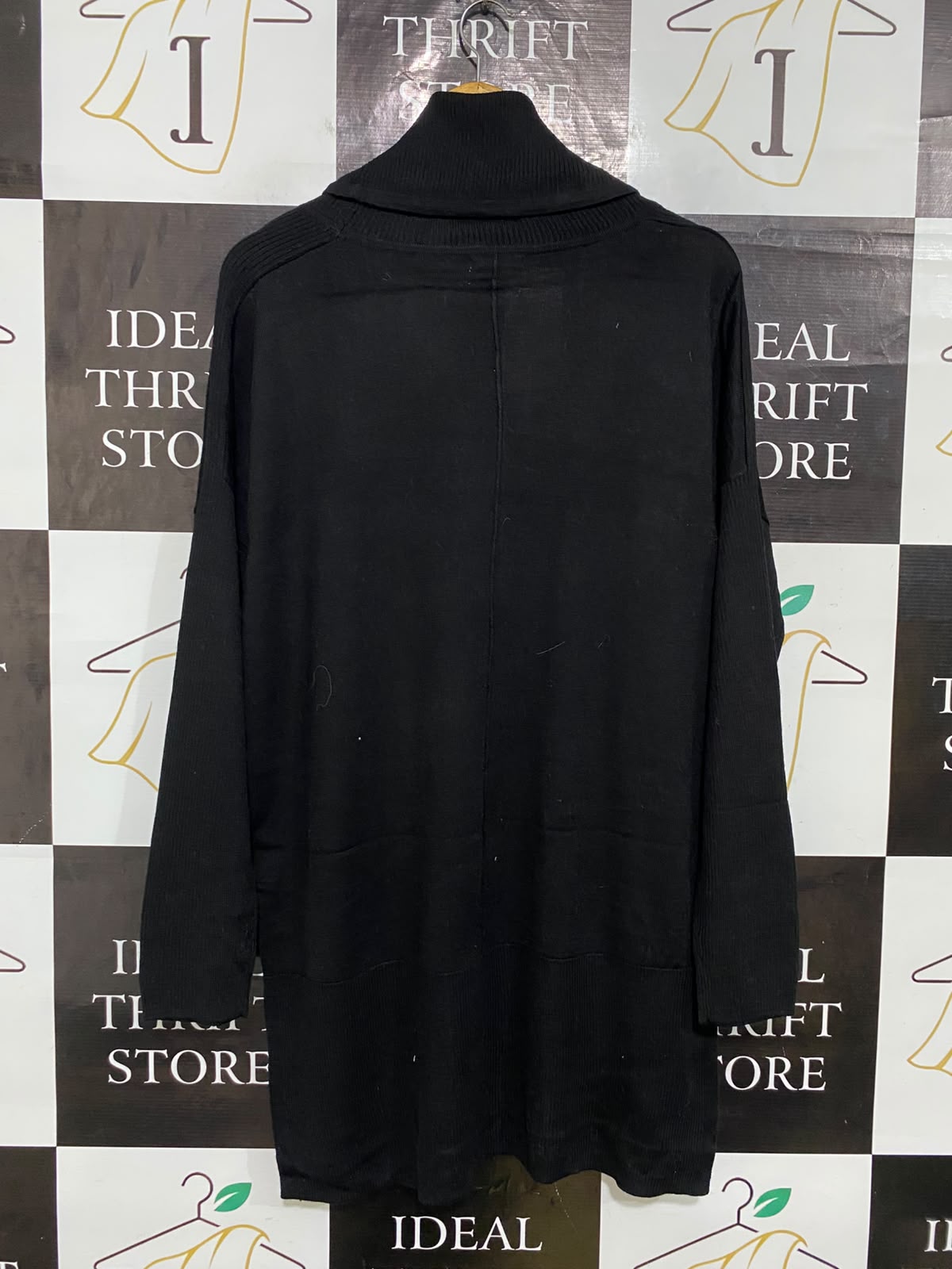 SERRA |L| BUST 27| A59| BLACK COWL-NECK LONG-SLEEVE TECHNICAL UTILITY TUNIC DRESS