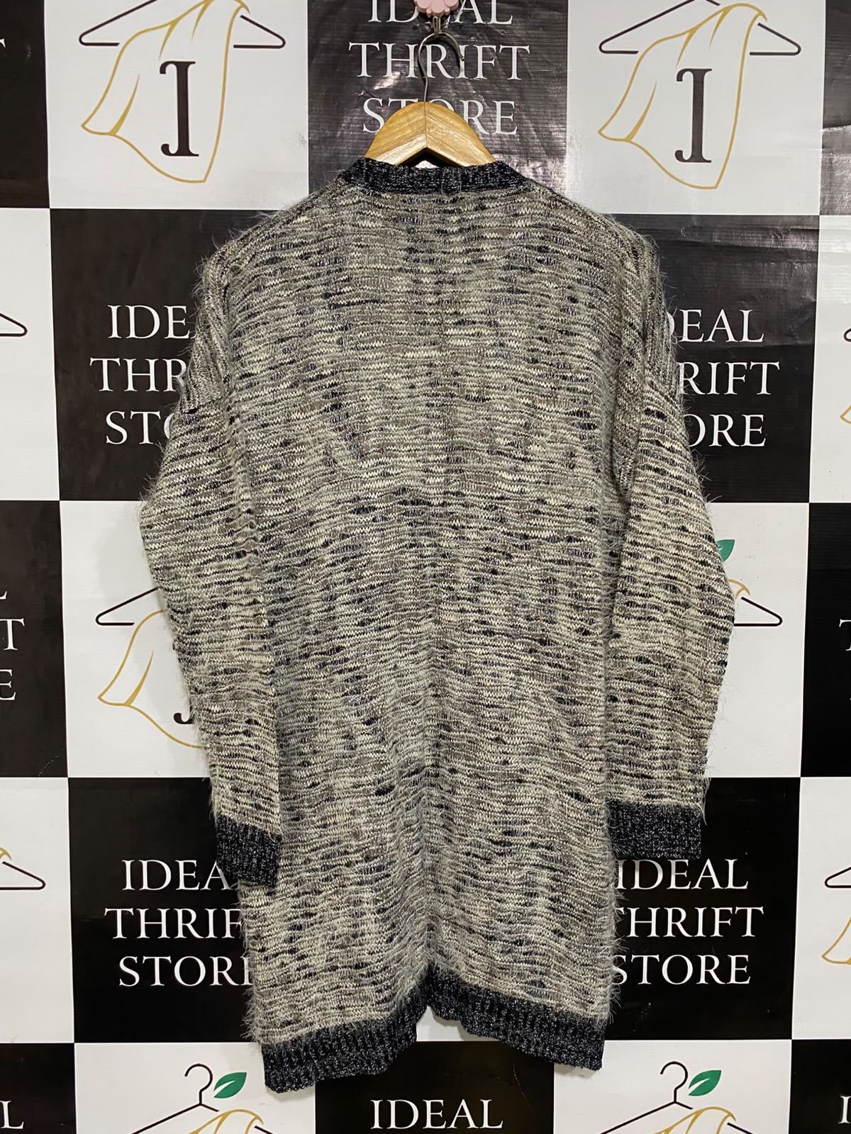 MILLENIUM |XL| BUST 23| A61| GREY AND BLACK MARLED OPEN-FRONT TECHNICAL UTILITY CARDIGAN
