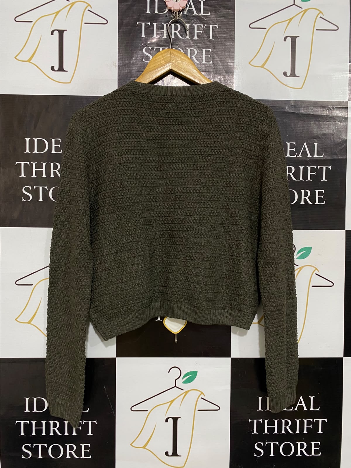 JEANS WEST |S| BUST 20| A61| OLIVE GREEN TEXTURED TECHNICAL UTILITY CARDIGAN
