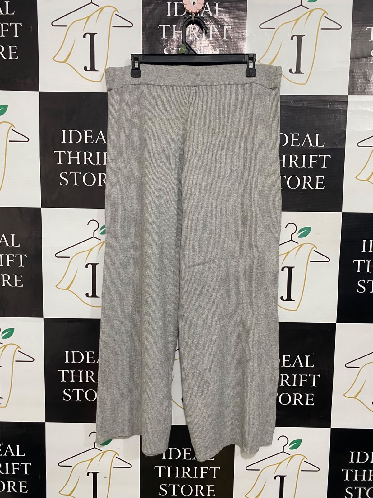 ANKO |XL| WAIST 34| A63| GREY RIBBED KNIT DRAWSTRING WIDE-LEG TECHNICAL UTILITY PANTS