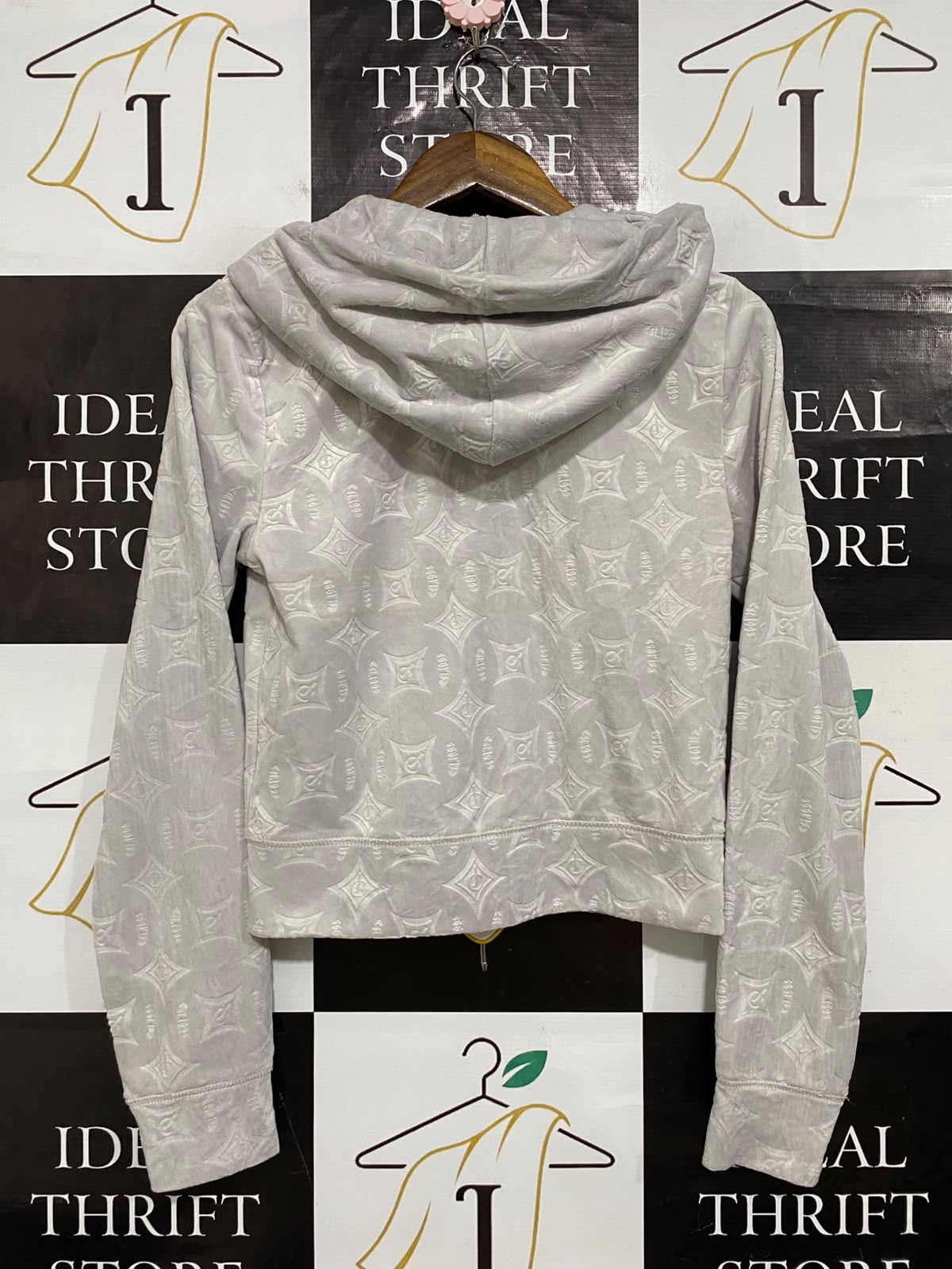 JUICY COUTURE |M| BUST 17| A63| GREY EMBOSSED LOGO ZIP-UP TECHNICAL UTILITY HOODIE