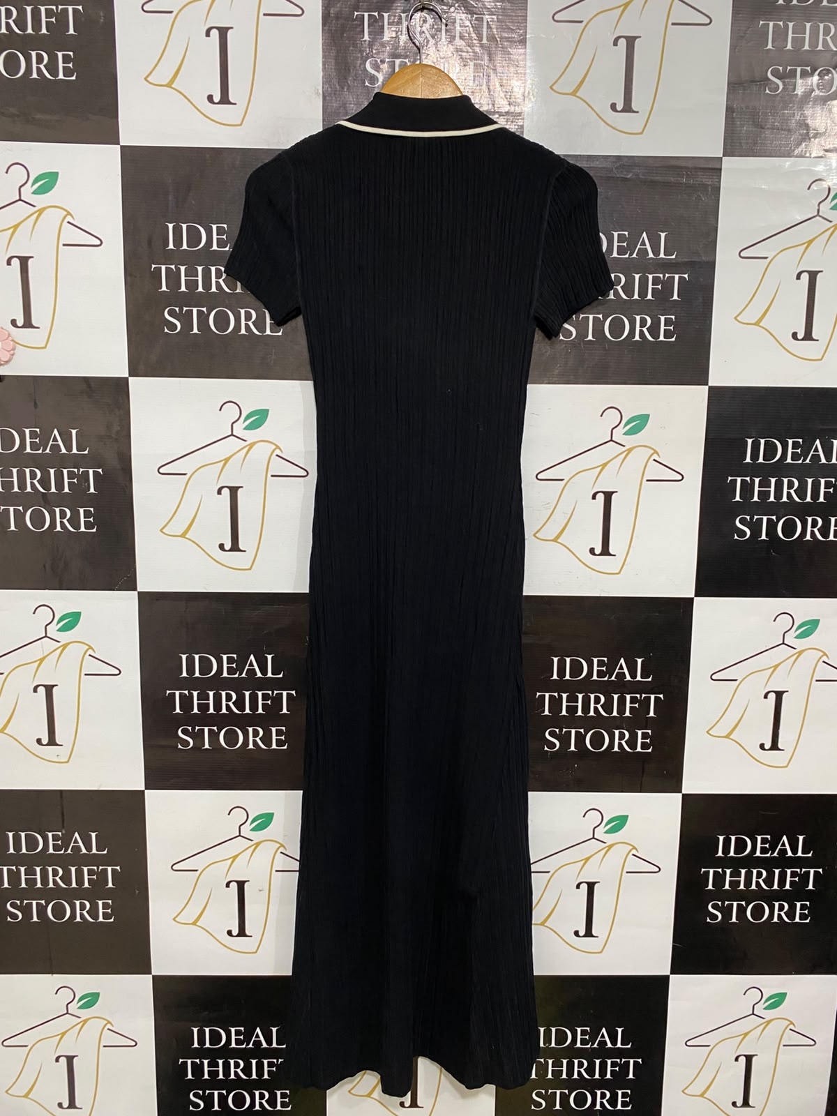 WITCHERY |XXS| BUST 12| A63| BLACK CONTRAST-TRIM POLO TECHNICAL UTILITY MIDI DRESS