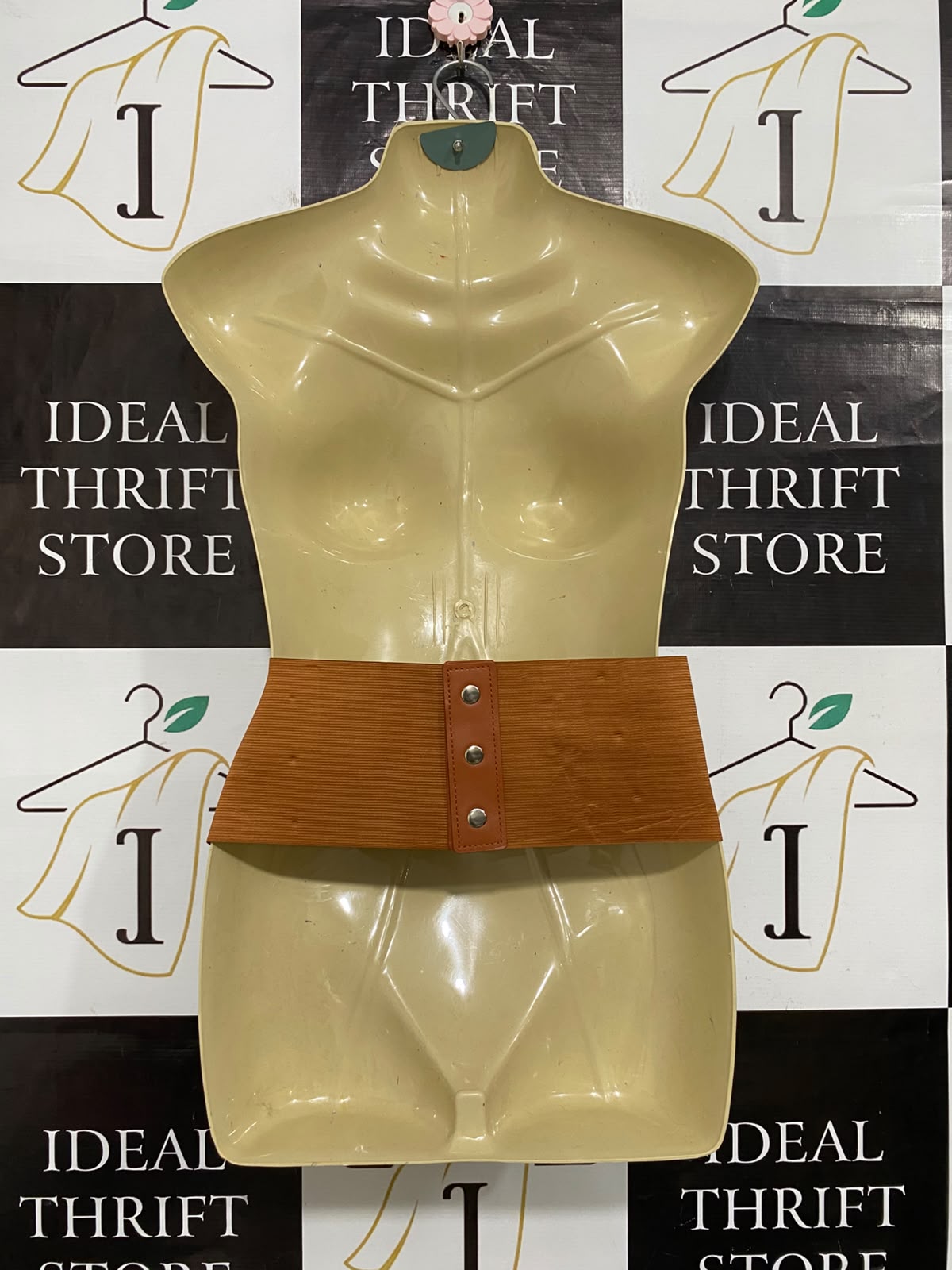 JASGOOD |S| BUST 15| A62| TAN FAUX-LEATHER LACE-UP TECHNICAL UTILITY CORSET BELT