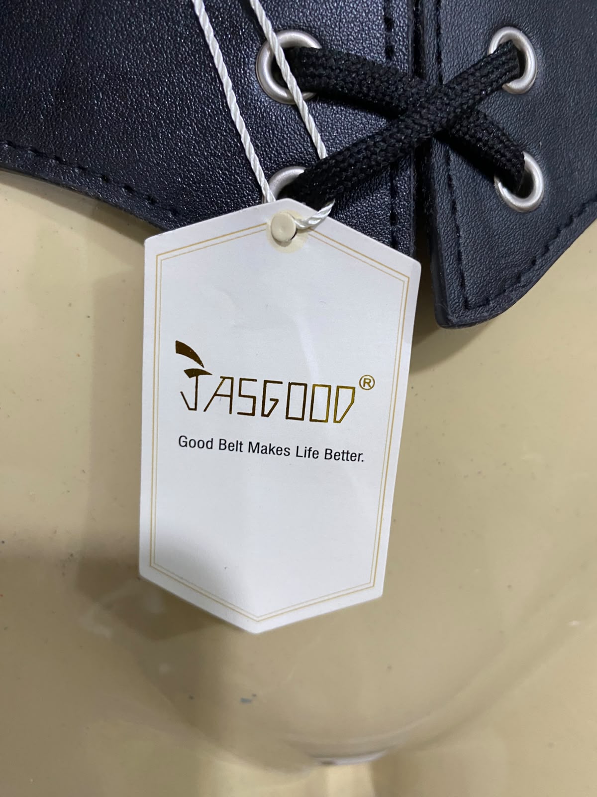 JASGOOD |S| BUST 15| A62| BLACK FAUX-LEATHER LACE-UP TECHNICAL UTILITY CORSET BELT
