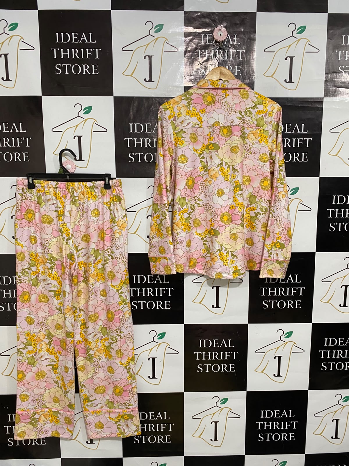 PETERALEXANDER |S| A62| PINK FLORAL PRINT TECHNICAL UTILITY PAJAMA SET
