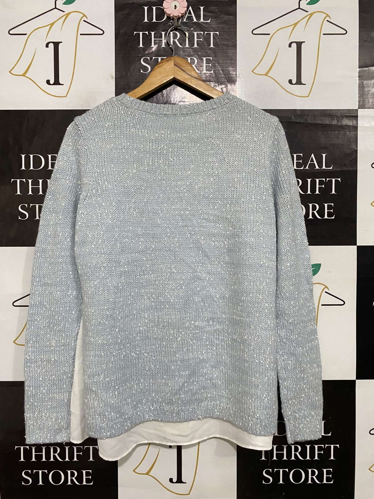 WITCHERY |M| BUST 20| A62| GREY SPECKLED LAYERING-HEM TECHNICAL UTILITY KNIT SWEATER