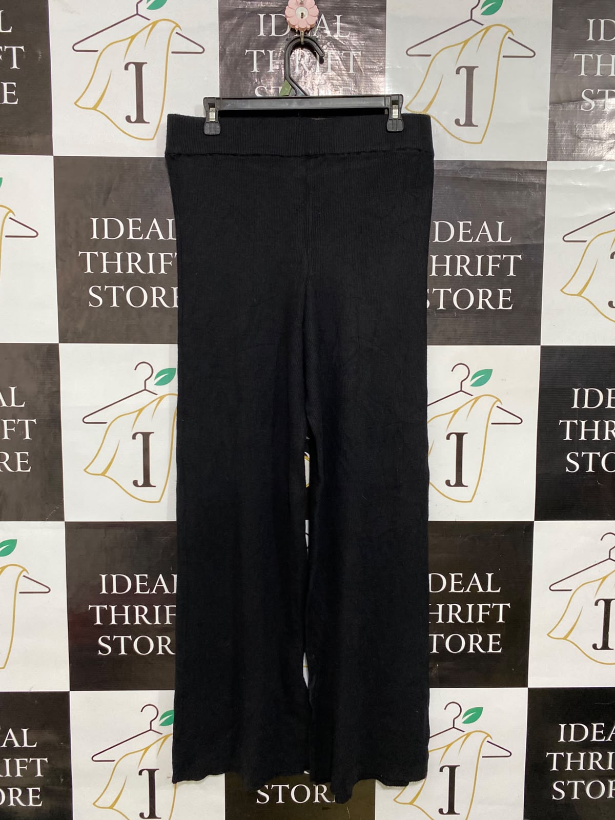 ANKO |L| WAIST 32| A62| BLACK RIBBED WIDE-LEG TECHNICAL UTILITY TROUSERS