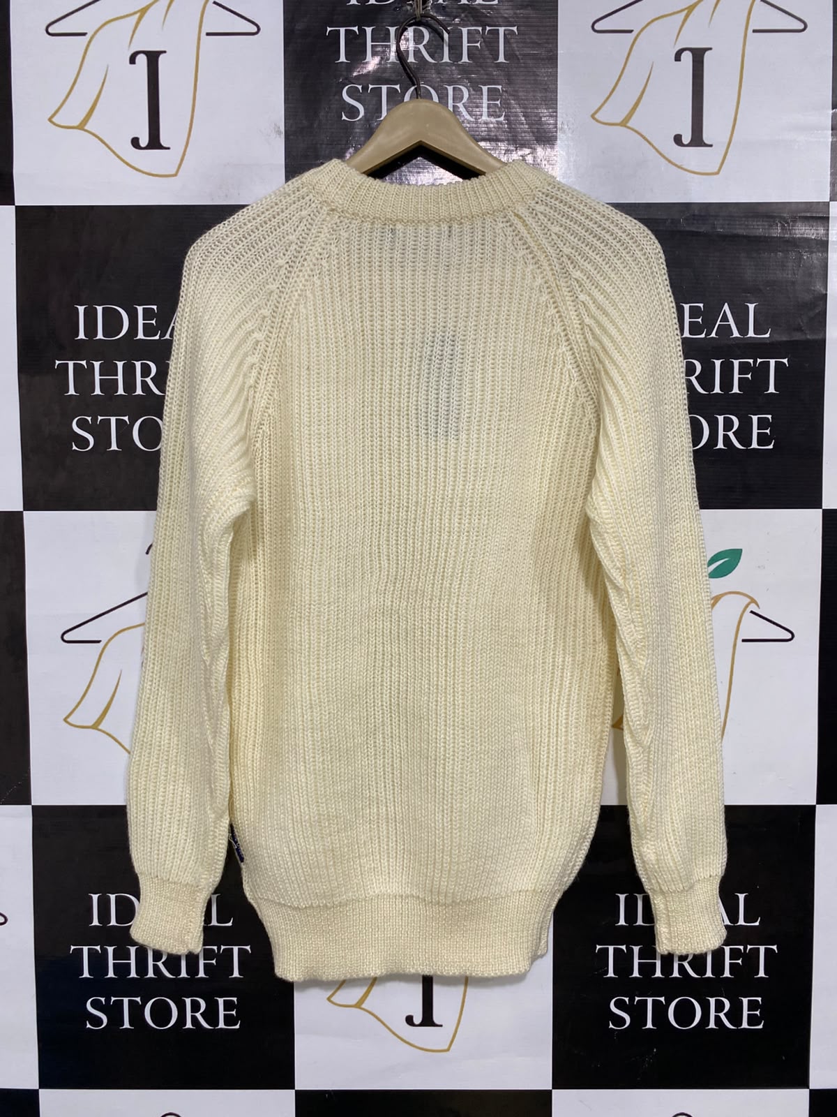 WOOL VERS |S| BUST 19| A64| CREAM RIBBED-KNIT TECHNICAL UTILITY CREWNECK SWEATER