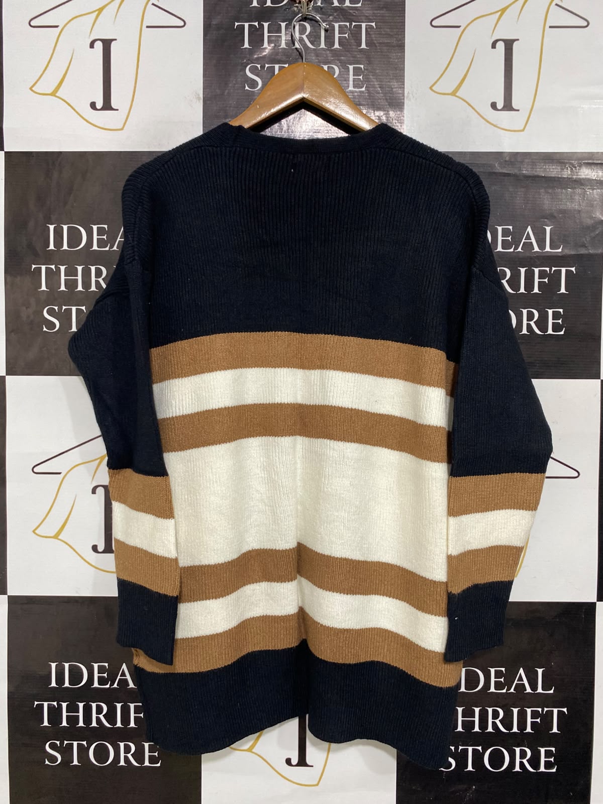 CALI & CO |L/XL| BUST 23| A63| MULTI-COLOR STRIPED OPEN-FRONT TECHNICAL UTILITY CARDIGANS