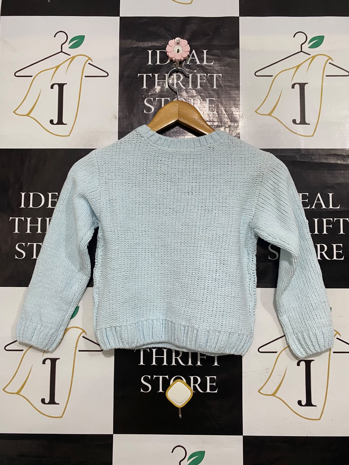 MANGO |XS| BUST 14| A63| LIGHT BLUE CABLE-KNIT TECHNICAL UTILITY SWEATER
