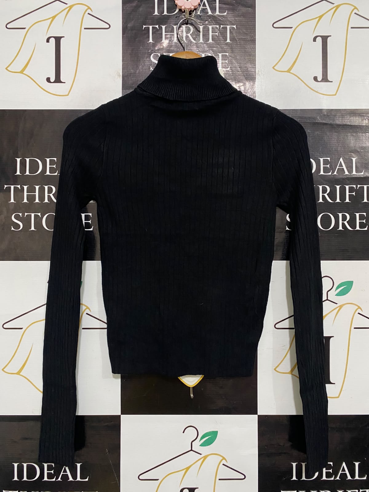 GLASSONS |S| BUST 14| A63| BLACK RIBBED TURTLENECK TECHNICAL UTILITY SWEATER