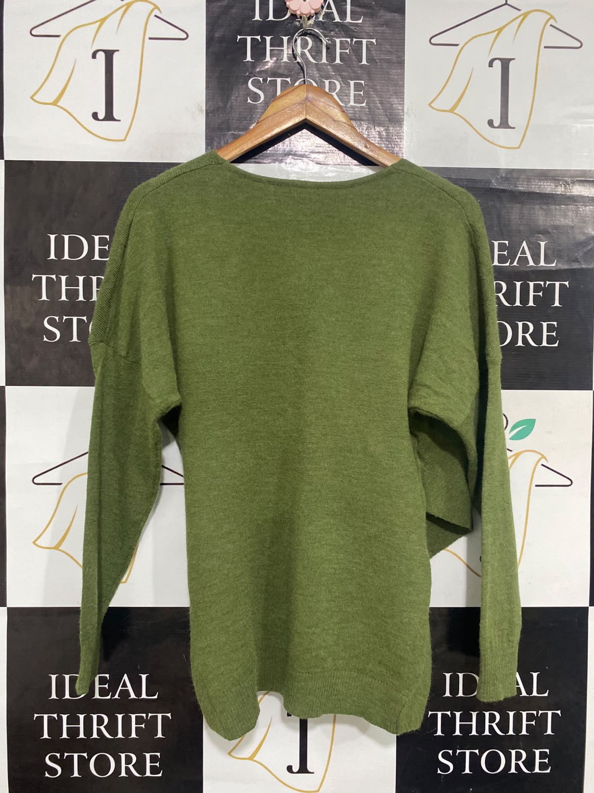 MODE WITH |S| BUST 18| A65| OLIVE CROSSOVER WRAP-FRONT RIBBED TECHNICAL UTILITY SWEATER