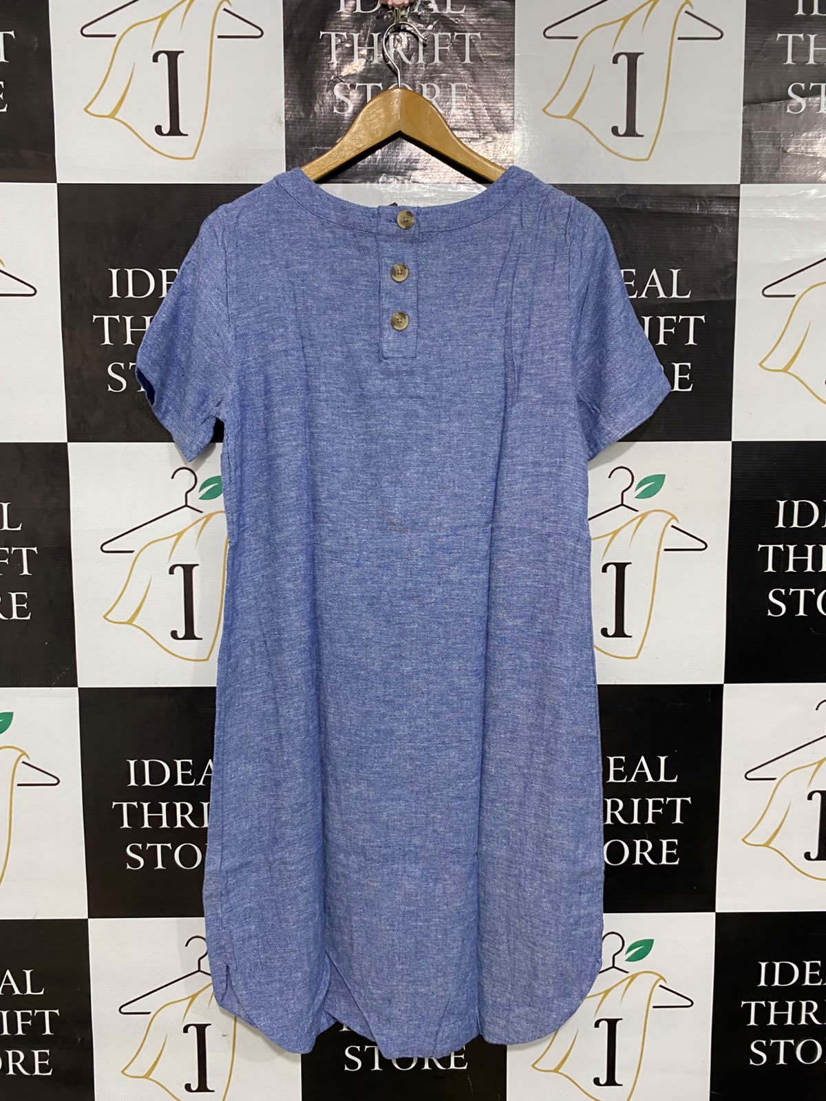 M&S |M| BUST 18| A65| BLUE CREWNECK SHORT-SLEEVE TECHNICAL UTILITY DRESS