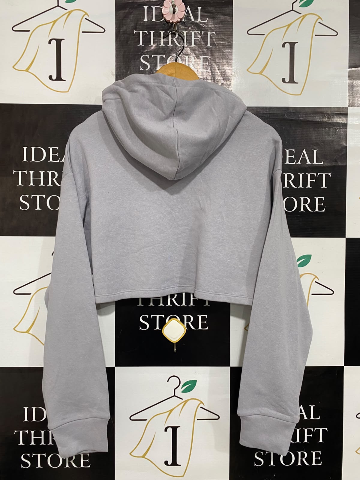 ANKO |M| BUST 21| A66| GREY ARCHITECTURAL CUTOUT HOODED LONG-SLEEVE TECHNICAL UTILITY CROP HOODIE