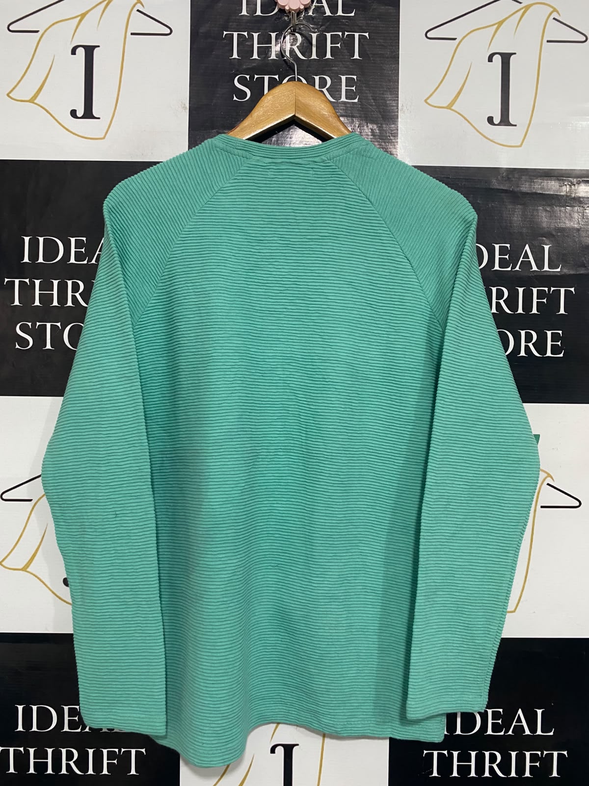 ZARA |S| BUST 20| A65| MINT GREEN TEXTURED LONG-SLEEVE TOP