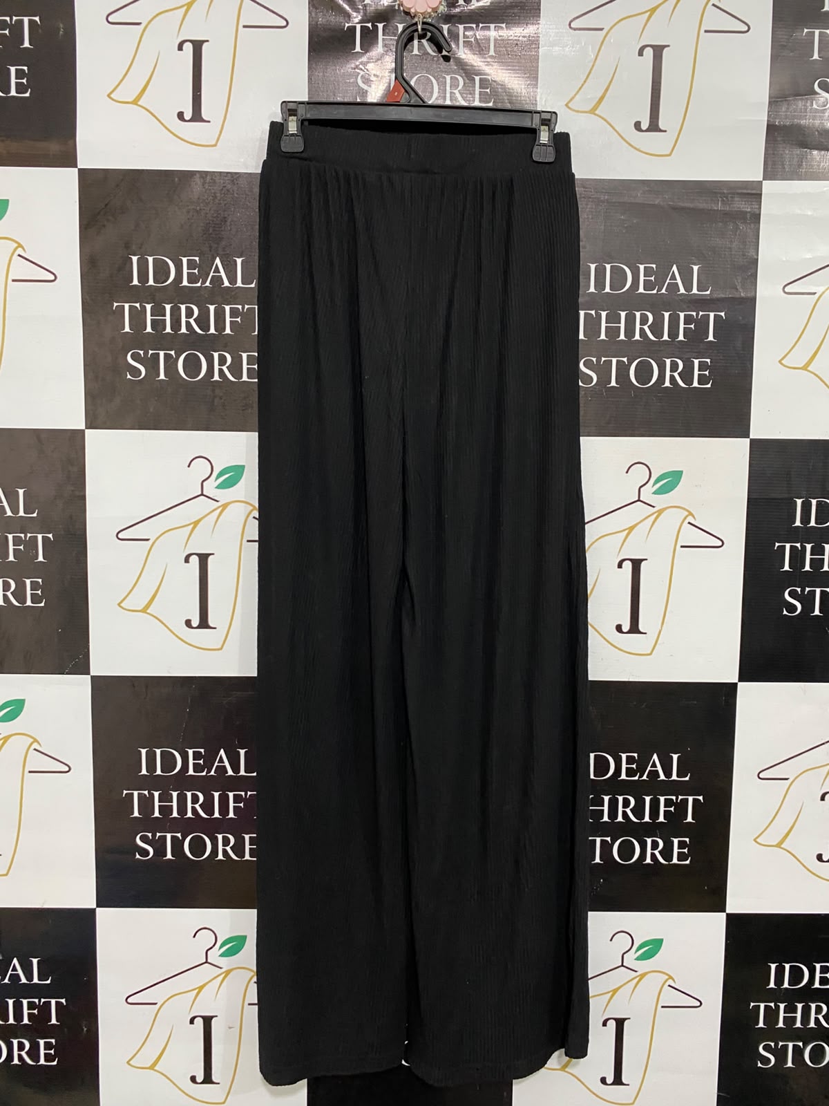 ANKO |S| WAIST 26| A66| BLACK WIDE-LEG RIBBED PANTS