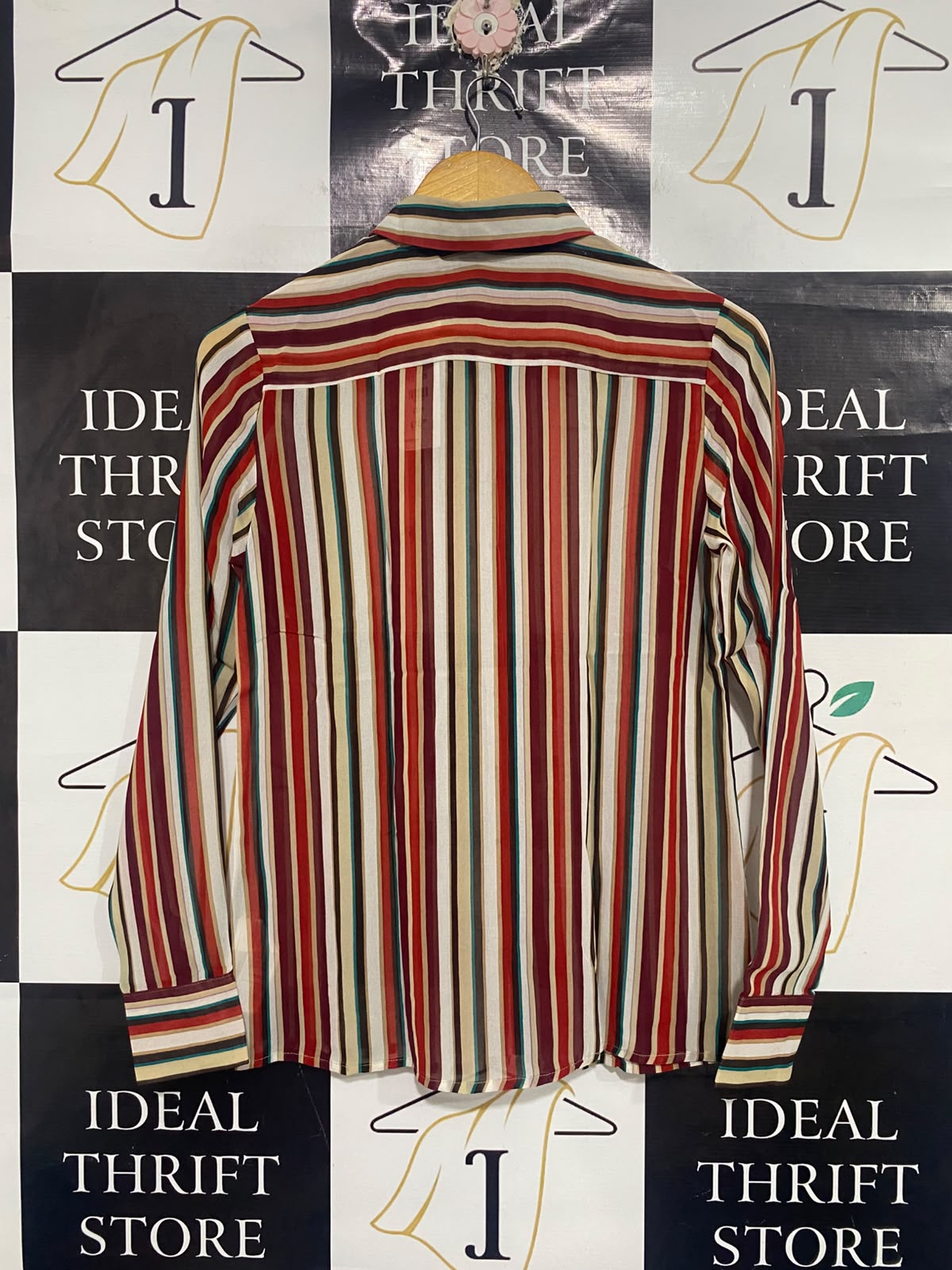 LOOK |M| BUST 18| A67| MULTI-COLOR STRIPED BUTTON-DOWN SHIRT