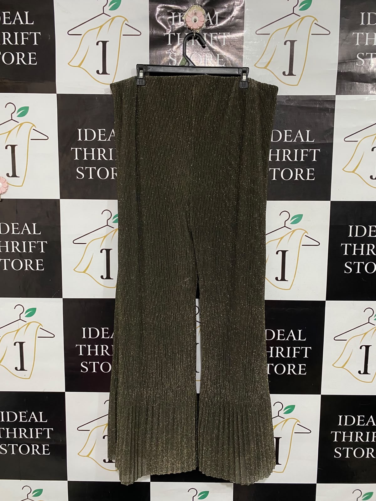 RIVER ISLAND |XXL| WAIST 38| A67| SHIMMRING METALLIC BRONZE PLEATED WIDE-LEG TROUSERS