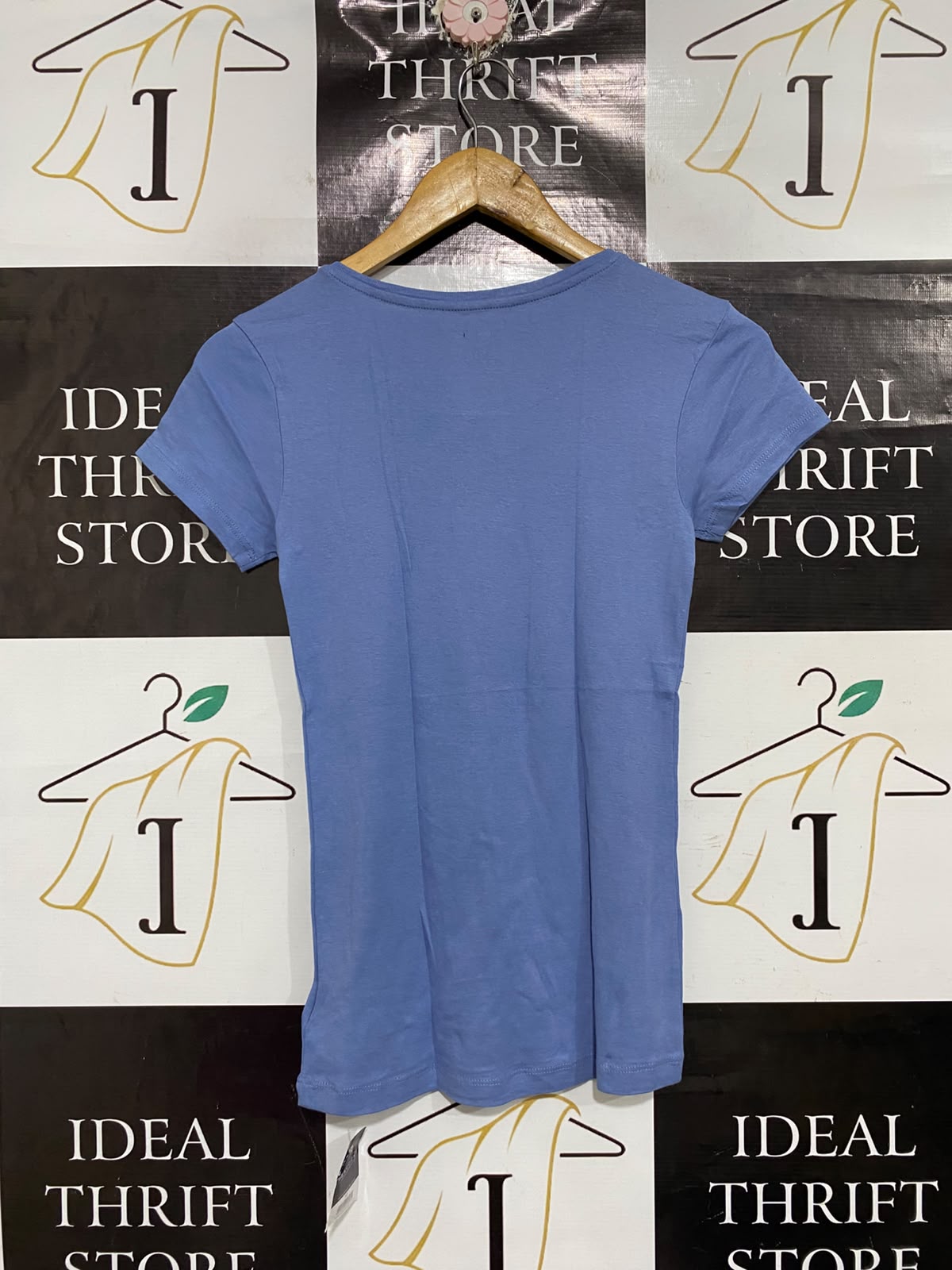 PEACOCKS |S| BUST 14| A68| BEAUTIFUL BASICS PERIWINKLE BLUE COTTON FITTED T-SHIRT