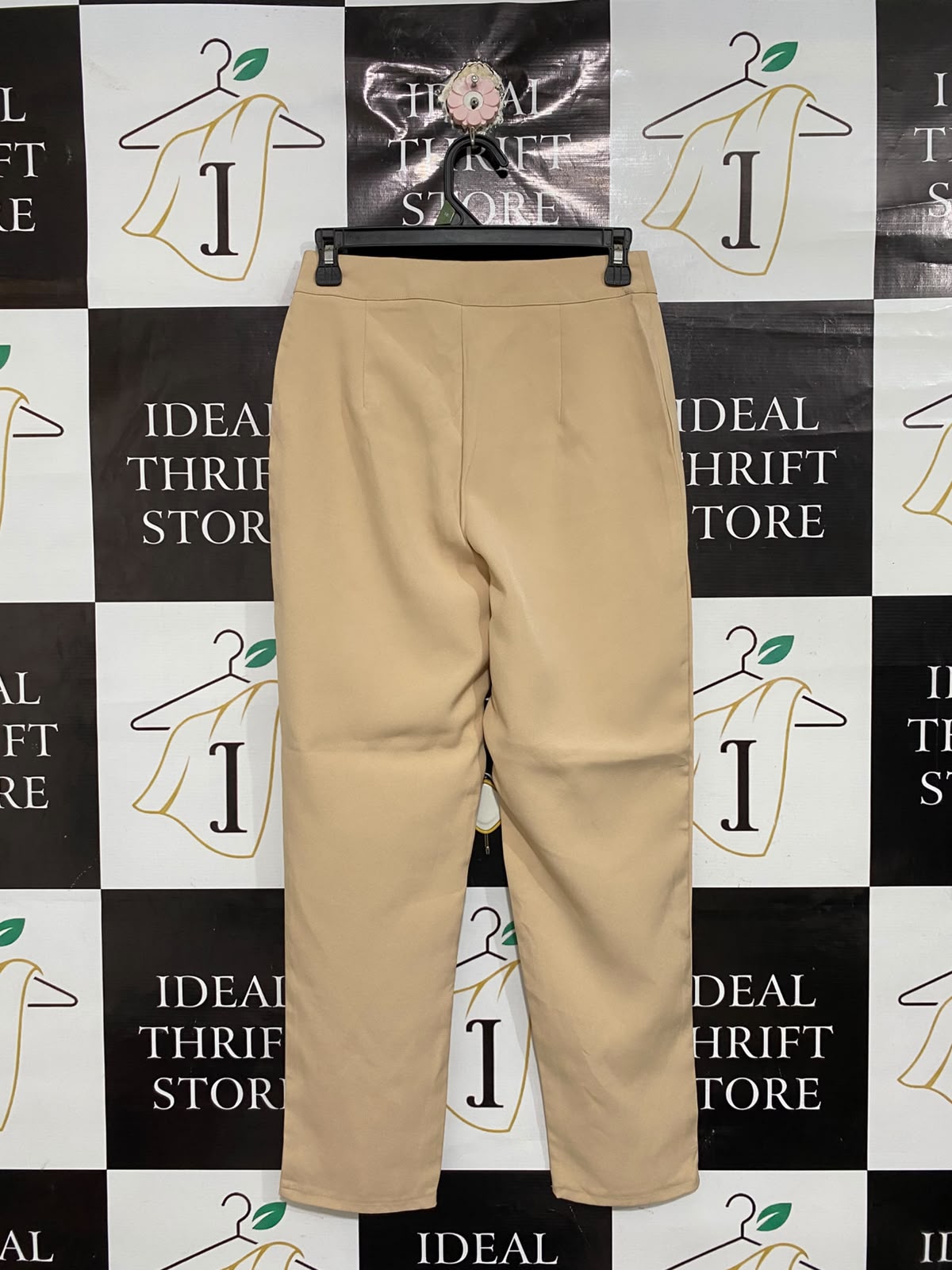 MISSGUIDED |XS| WAIST 26| A68| PETITE BEIGE HIGH-WAISTED TAILORED TROUSERS