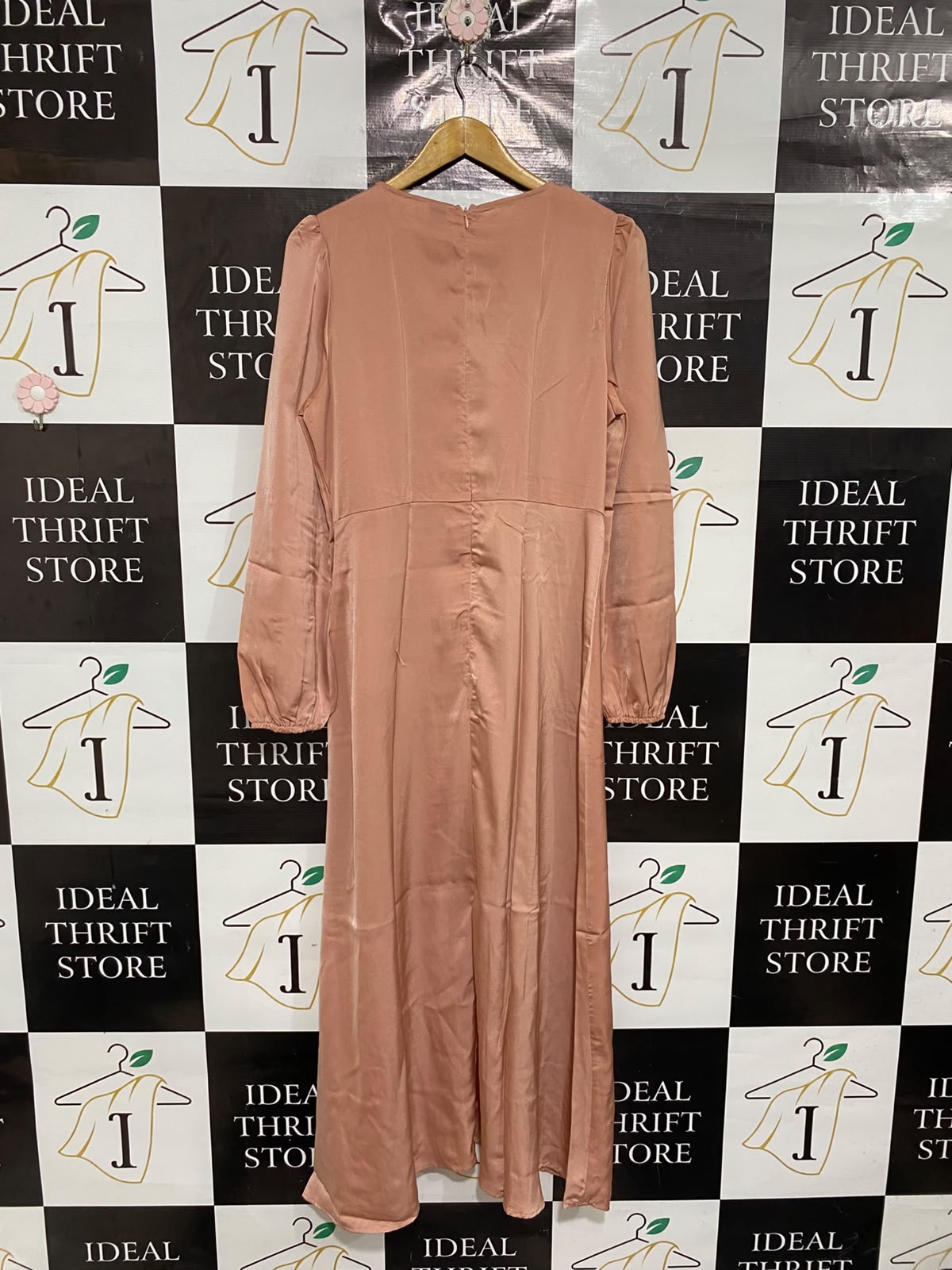 MOOSTA |L| BUST 19| A68| DUSTY ROSE SATIN BELTED MAXI DRESS