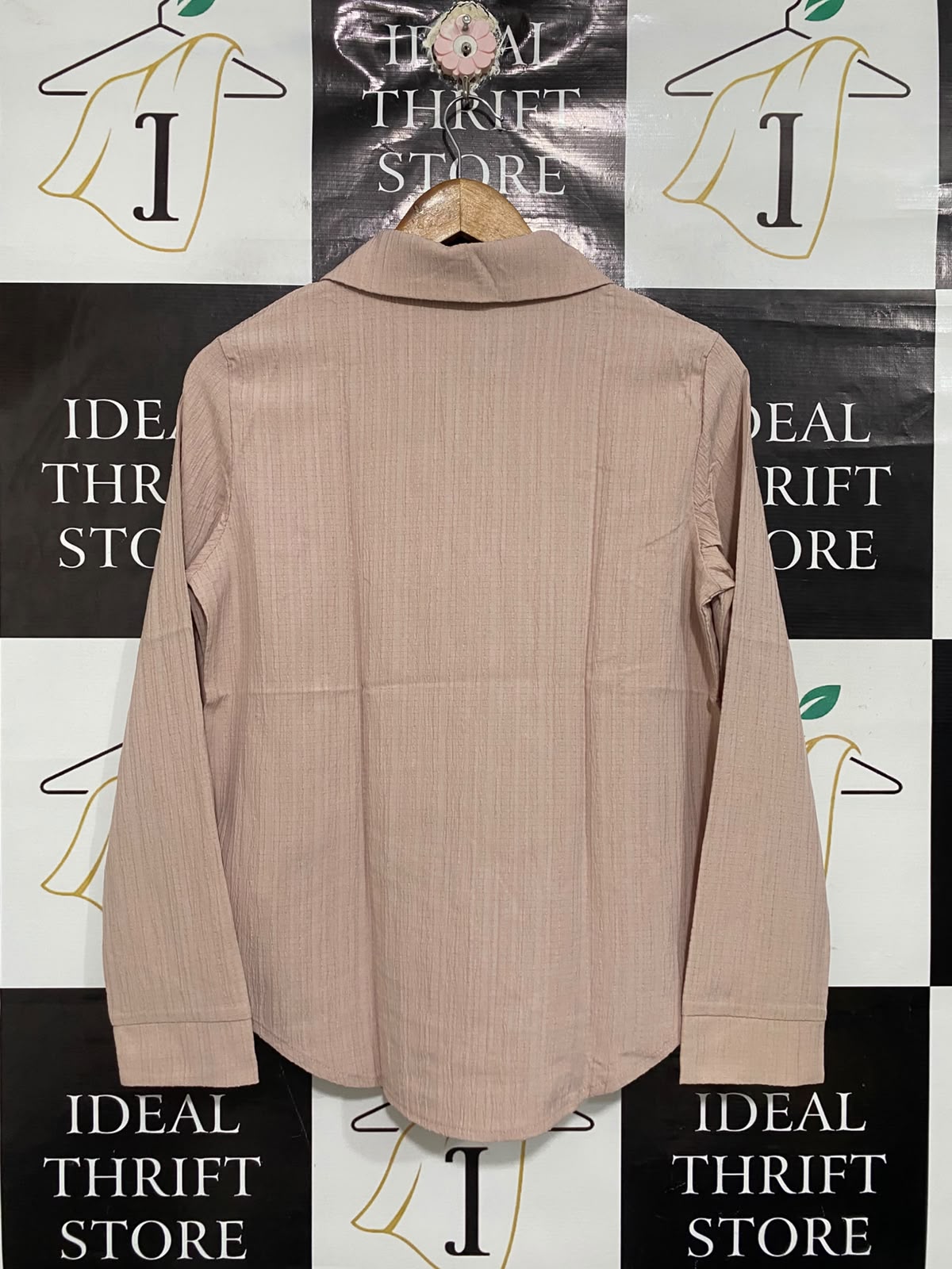 SHEIN |XS| BUST 19| A67| MAUVE PINK TEXTURED LONG-SLEEVE BUTTON-DOWN SHIRT