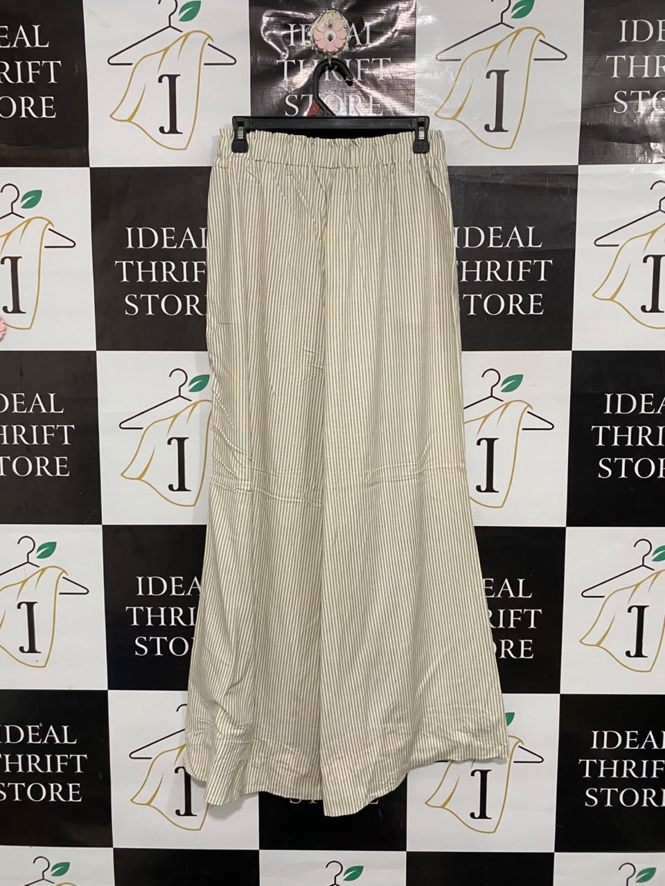 STRADIVARIUS |M| WAIST 28| A69| BEIGE STRIPED SUPER WIDE-LEG TROUSERS