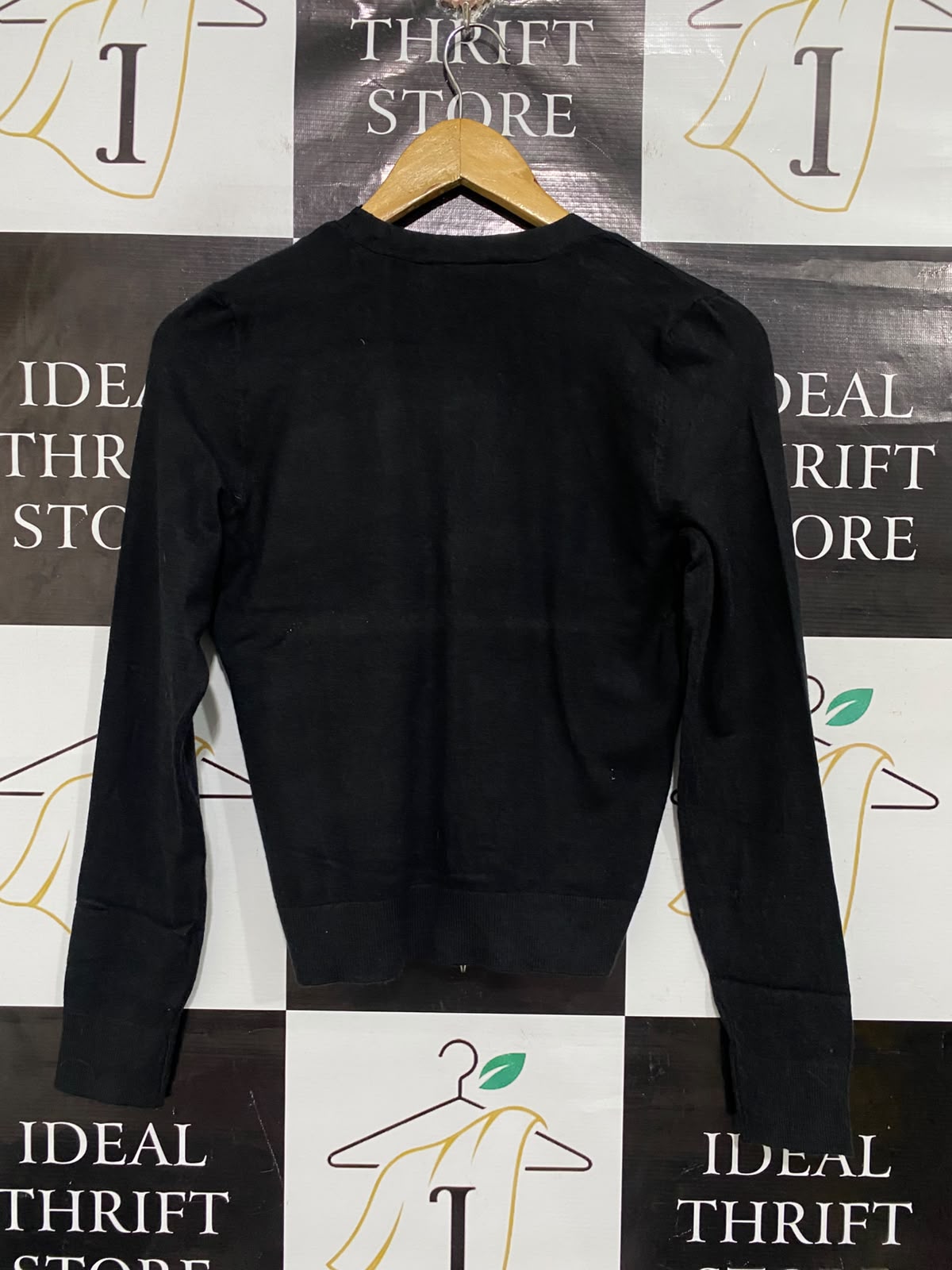 ANKO |S | BUST 17 | A70| BLACK V-NECK BUTTON-DOWN KNIT CARDIGAN