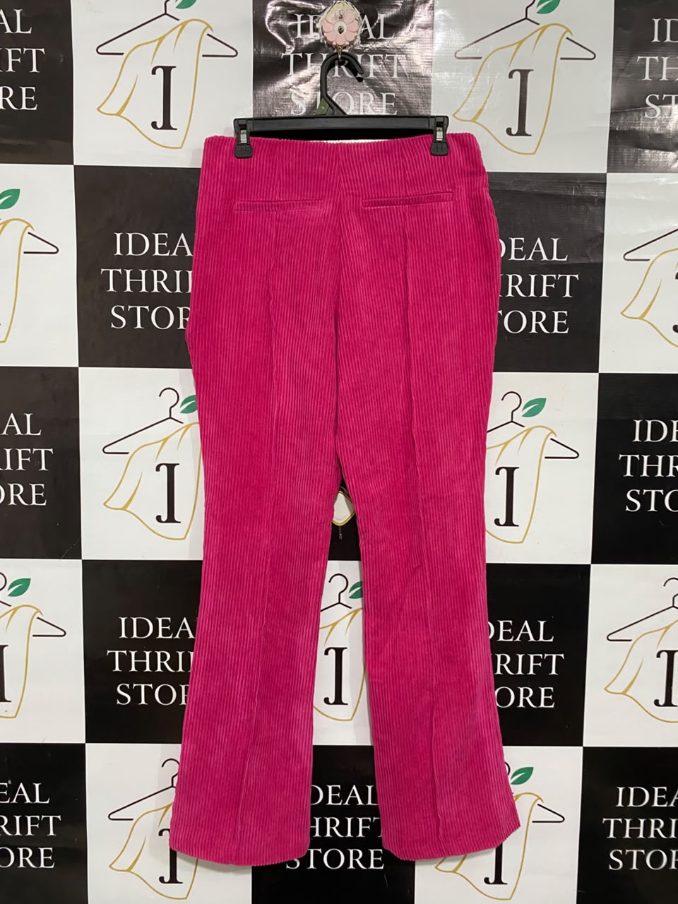 PRIMARK |L |WAIST 30 |A71 | FUCHSIA PINK CORDUROY FLARED TROUSERS