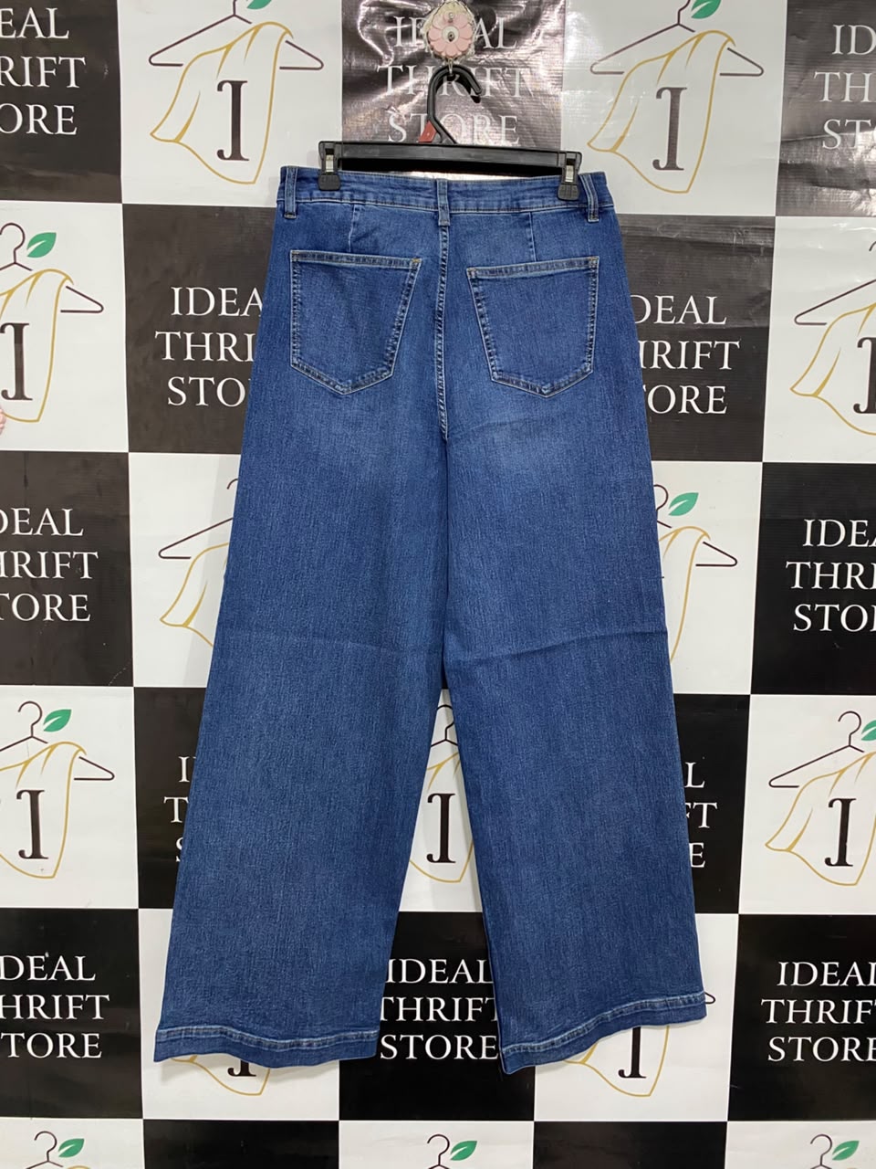 M&S |L | WAIST 30 |A71 | BLUE HIGH-RISE WIDE ANKLE GRAZER JEANS
