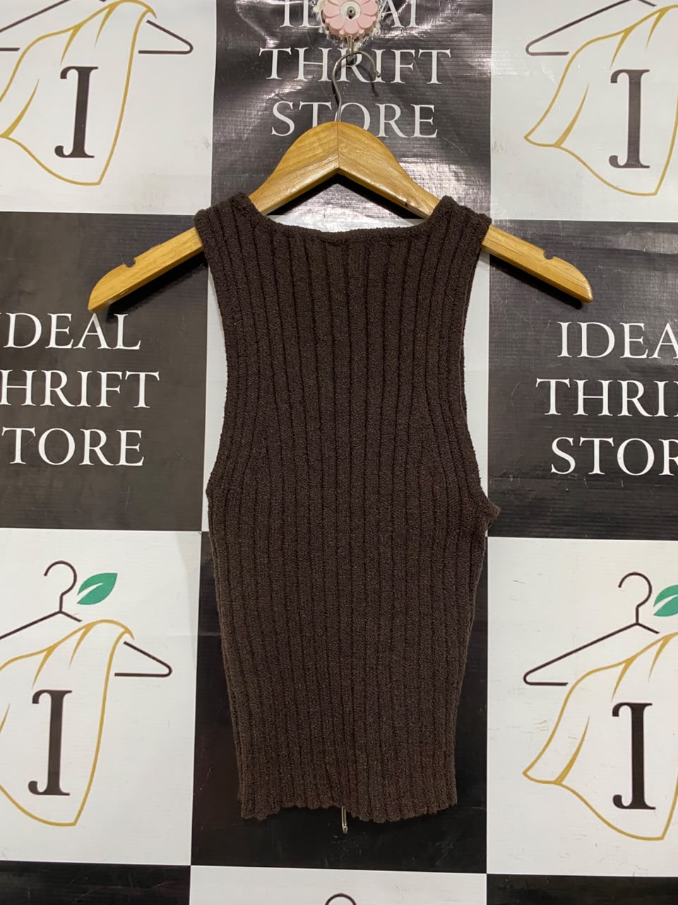 ANKO |M| BUST 11 | A70 | DARK BROWN RIBBED SLEEVELESS KNIT TANK TOP