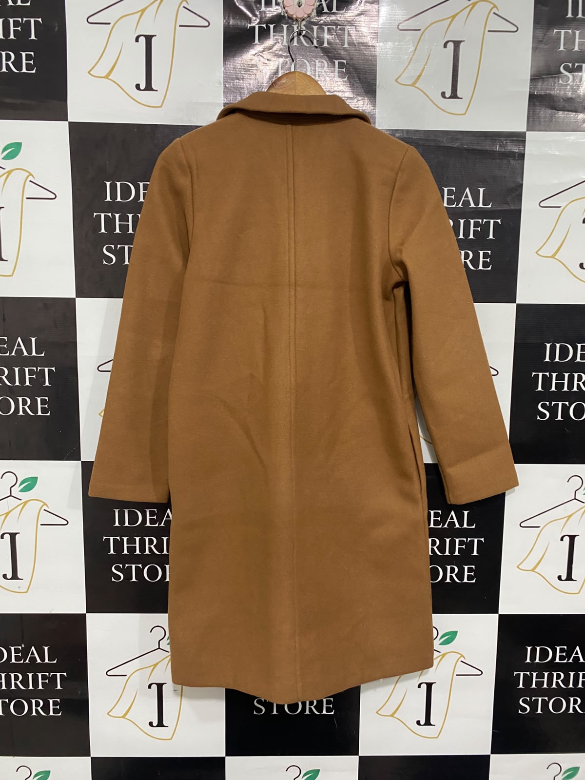 ZARA |S | BUST 19 |A72| CAMEL LONG LAPEL WINTER OVERCOAT DRESS