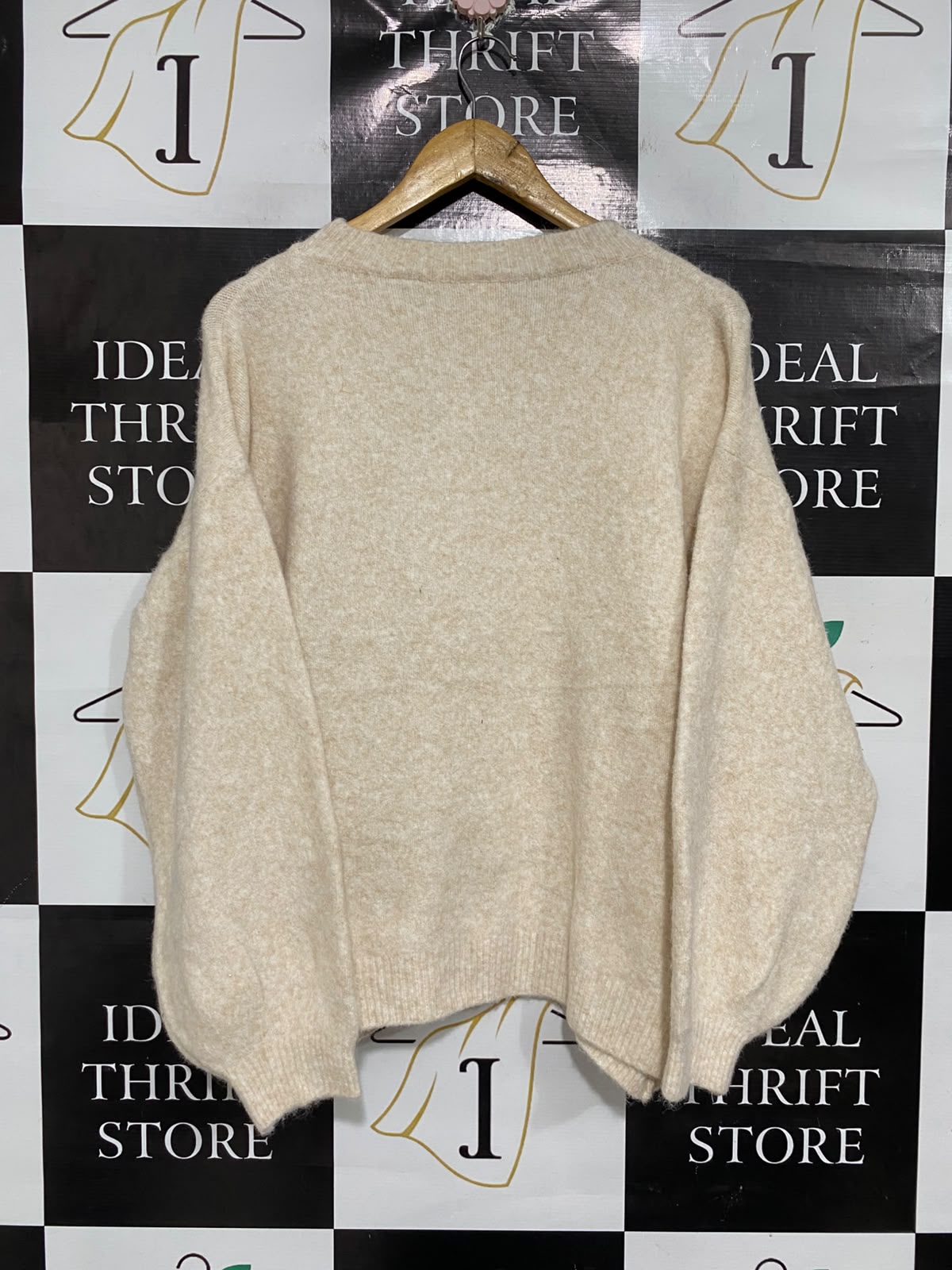 NEW COLLECTION |XL | BUST 25 | A72 | OATMEAL FUZZY KNIT CREW-NECK OVERSIZED SWEATER