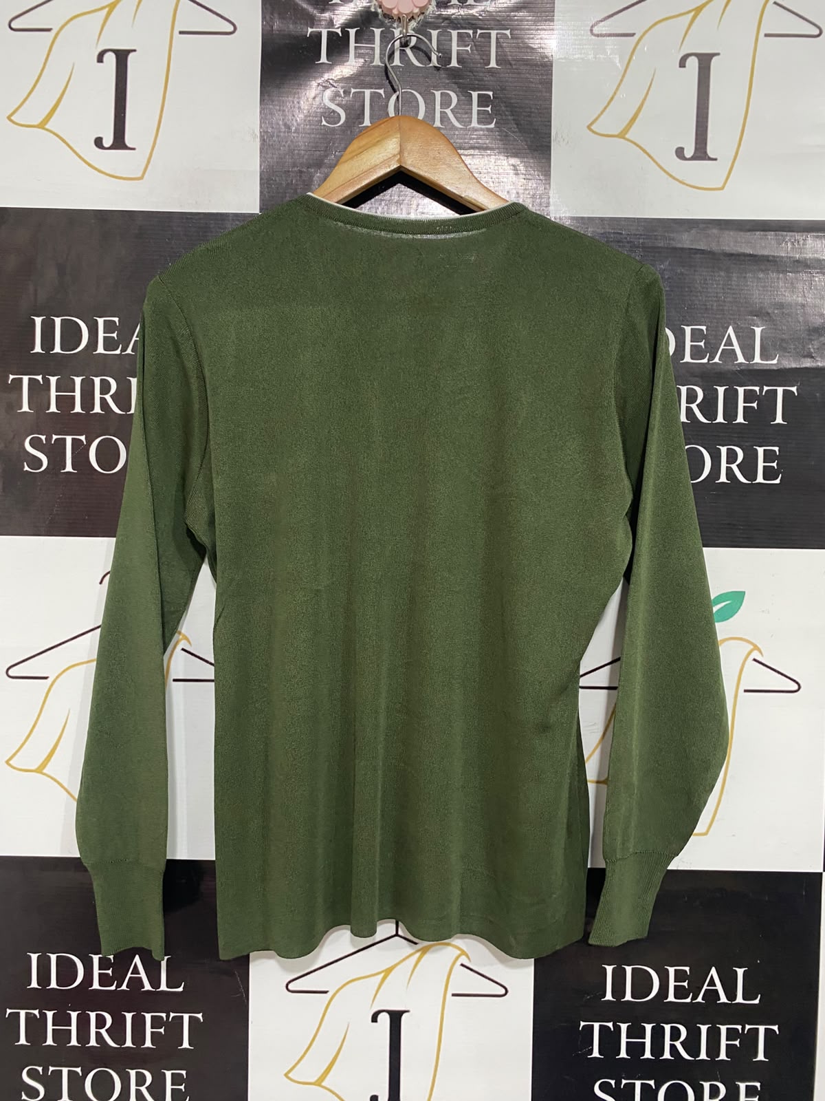 |M | BUST 21 | A73 | OLIVE GREEN EMBROIDERED OPEN-FRONT KNIT CARDIGAN