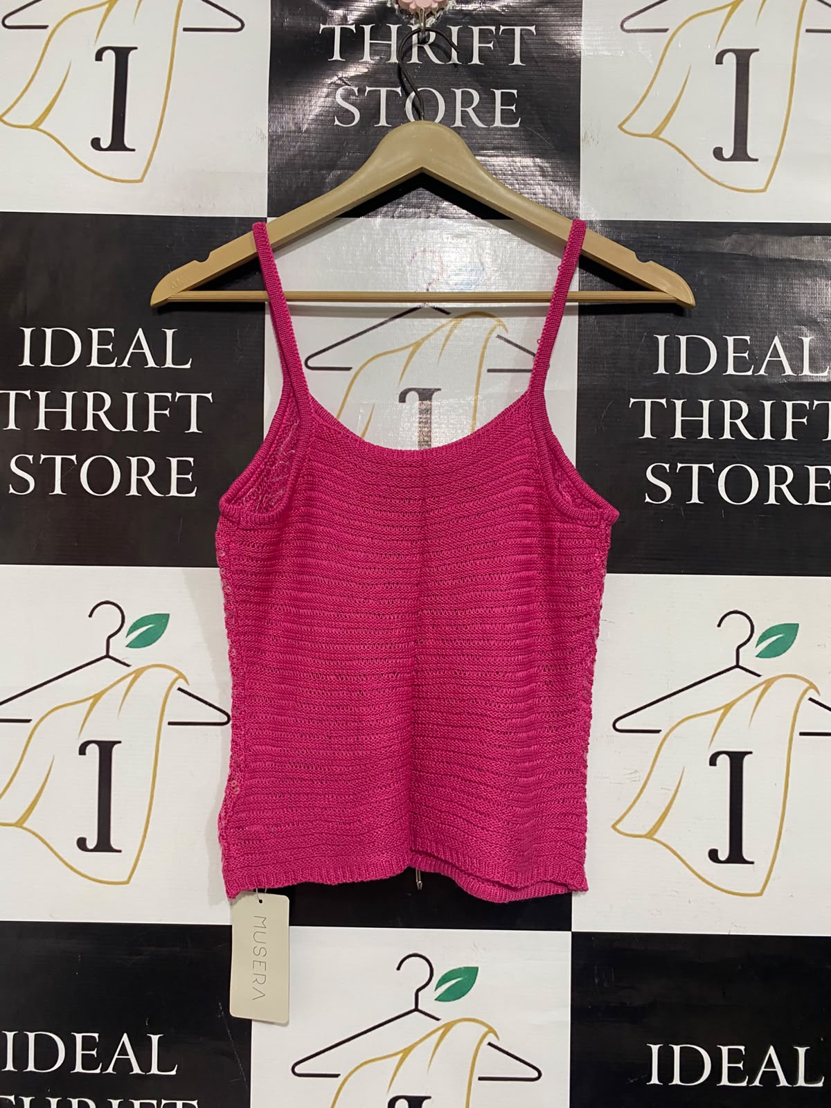 MUSERA |XS | BUST 14 | A73 | HOT PINK SEQUIN EMBELLISHED KNIT CAMI TOP