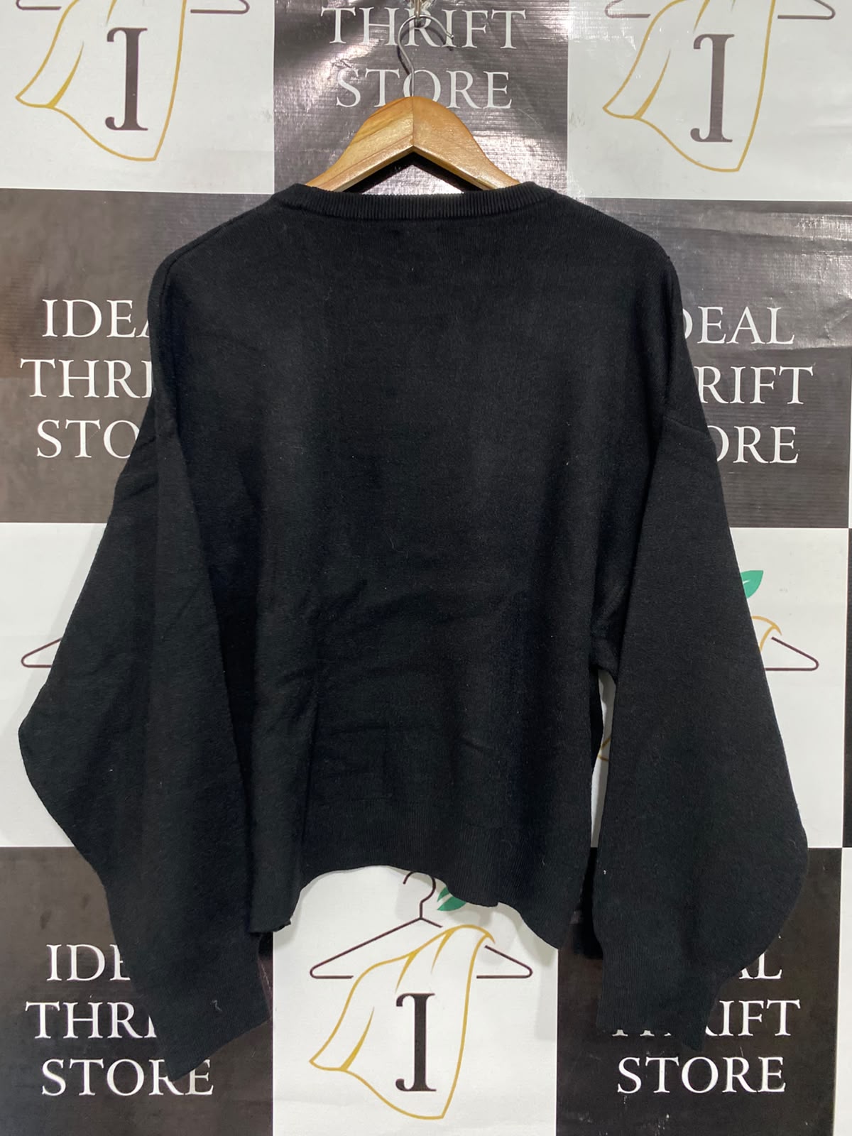 COTTON ON |M | BUST 24 | A75| BLACK DROP-SHOULDER CREW-NECK JUMPER