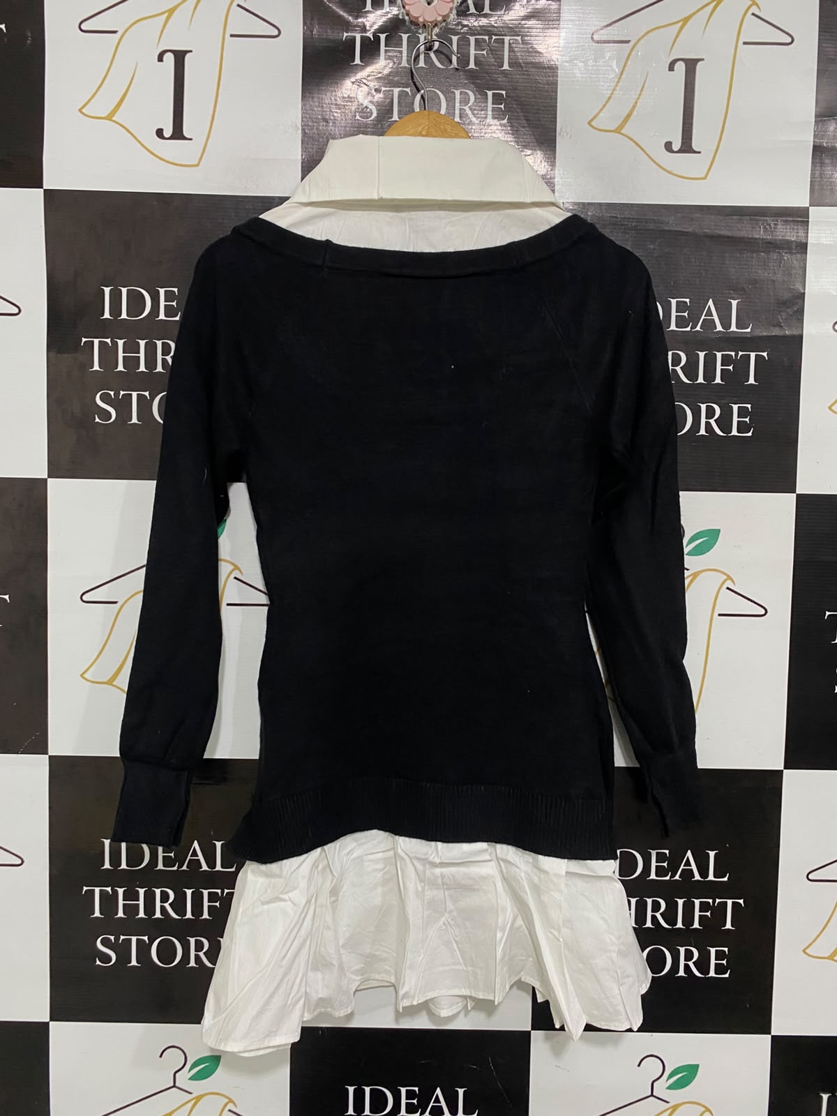 FASHION NOVA |M | BUST 15 | A74| BLACK & WHITE TWO-PIECE LAYERED DRESS TOP