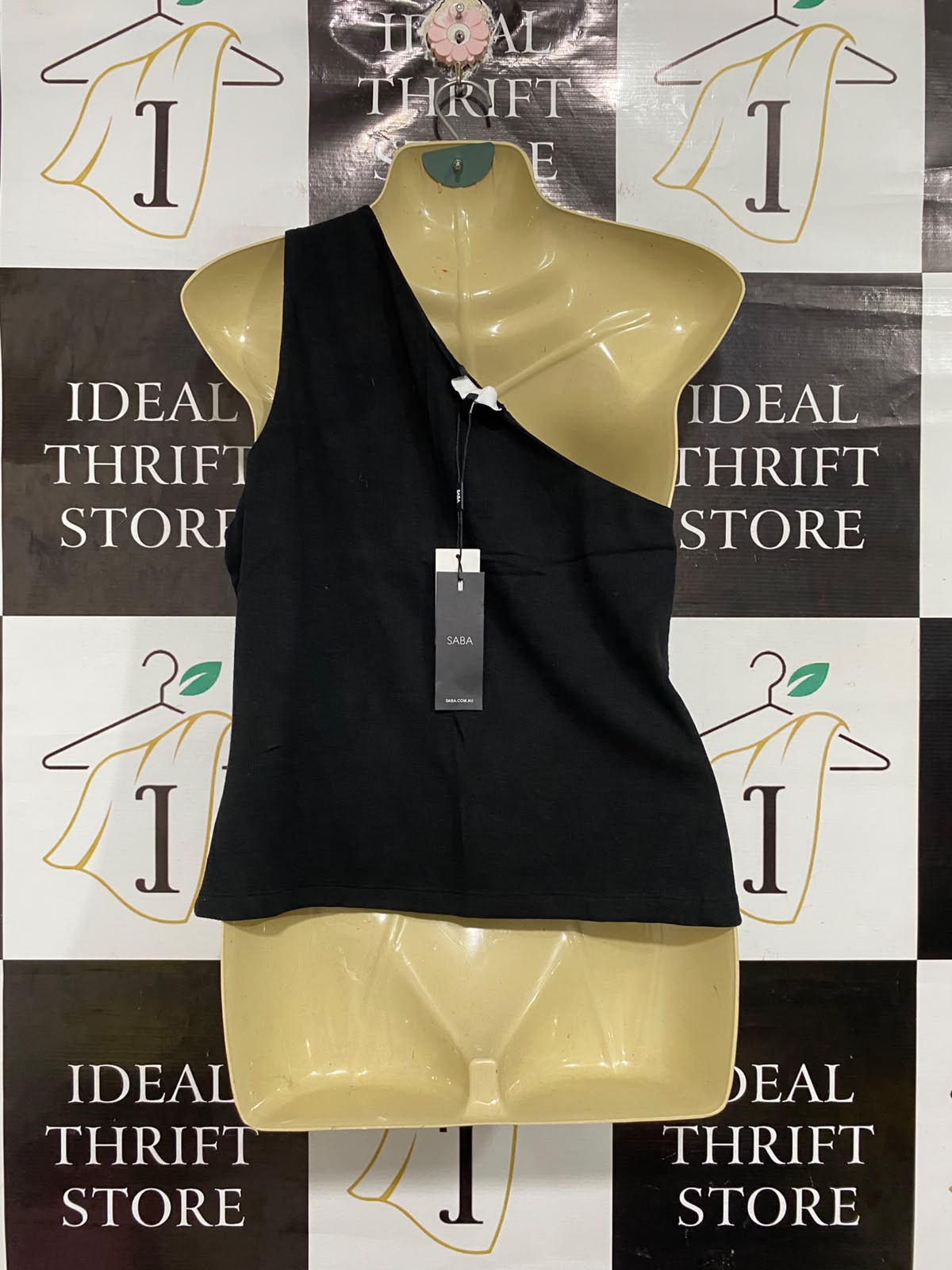 SABA |L | BUST 17 | A74| BLACK ONE-SHOULDER TANK TOP