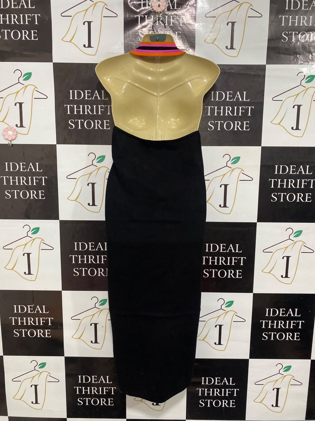 SEVEN WONDERS |XL | BUST 16 | A76 | BLACK HALTER NECK COLORBLOCK MAXI DRESS
