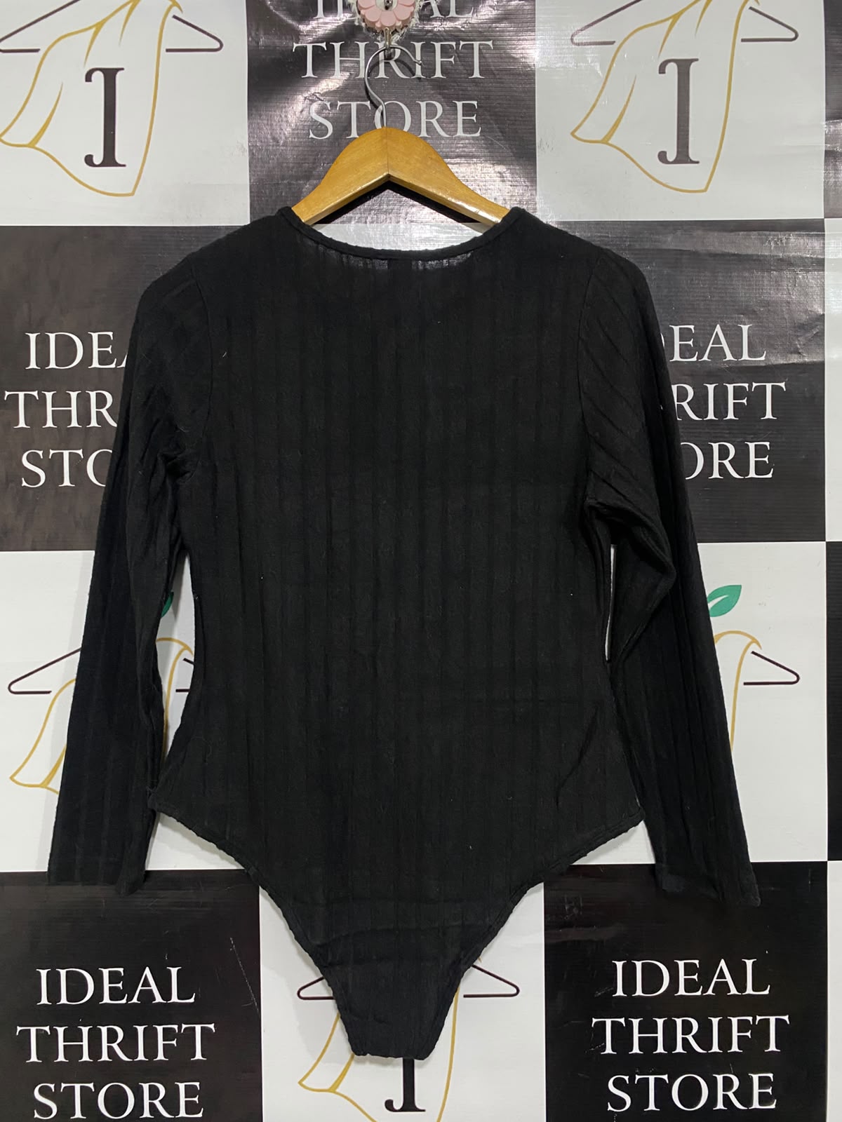SHEIN CURVE |XL | BUST 17 | A75 | BLACK RIBBED CUT-OUT LONG SLEEVE BODYSUIT