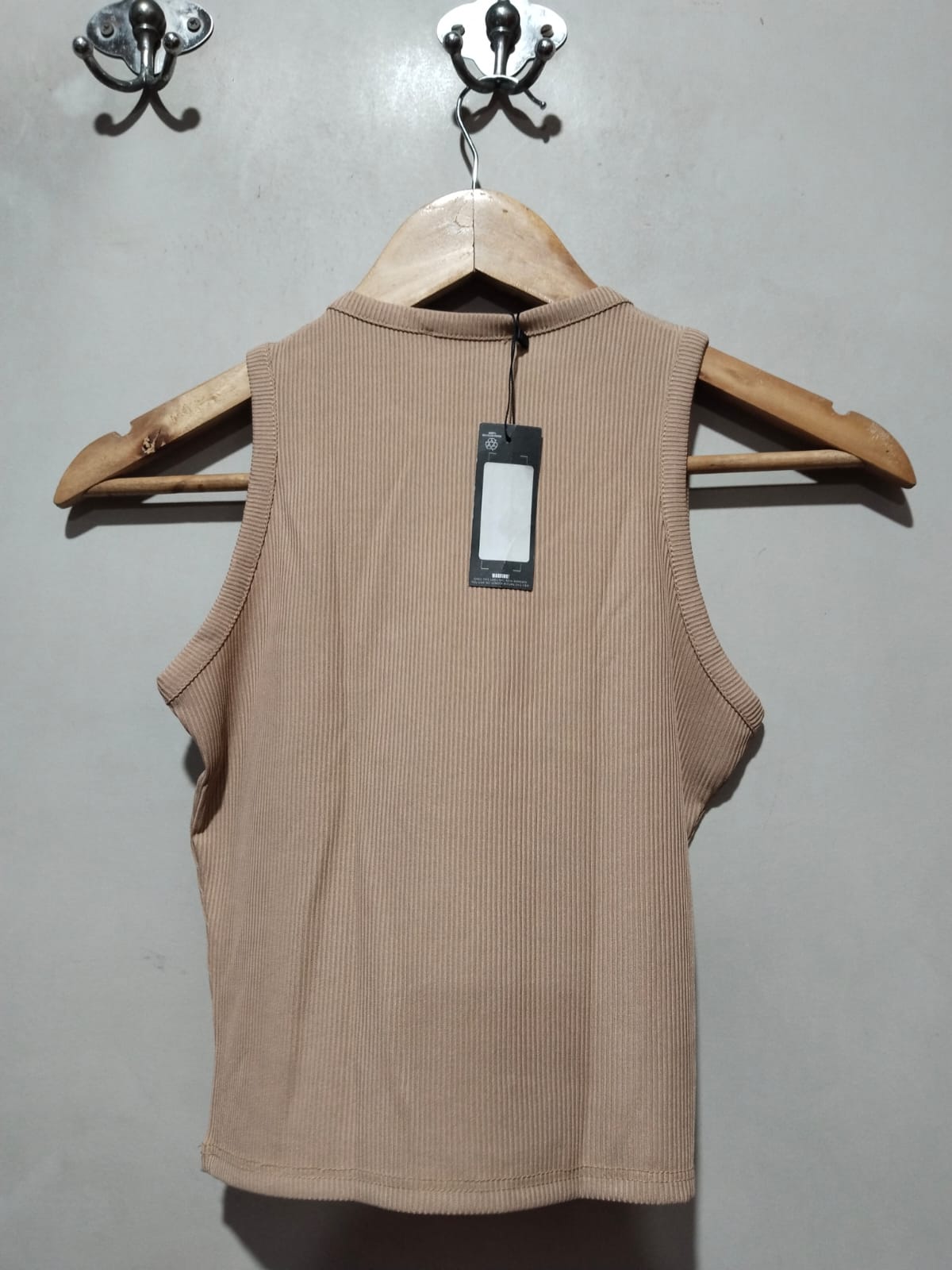 PRETTY LITTLE THING Camel Rib Racer Neck Vest W-14 /L-16