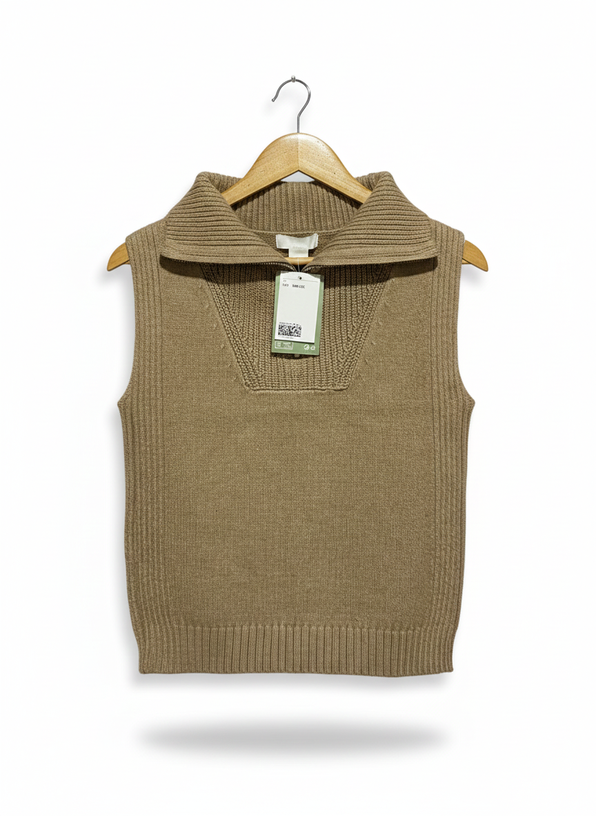 H&M|S/M|BUST 14|Solid Zip Up Knitted Vest