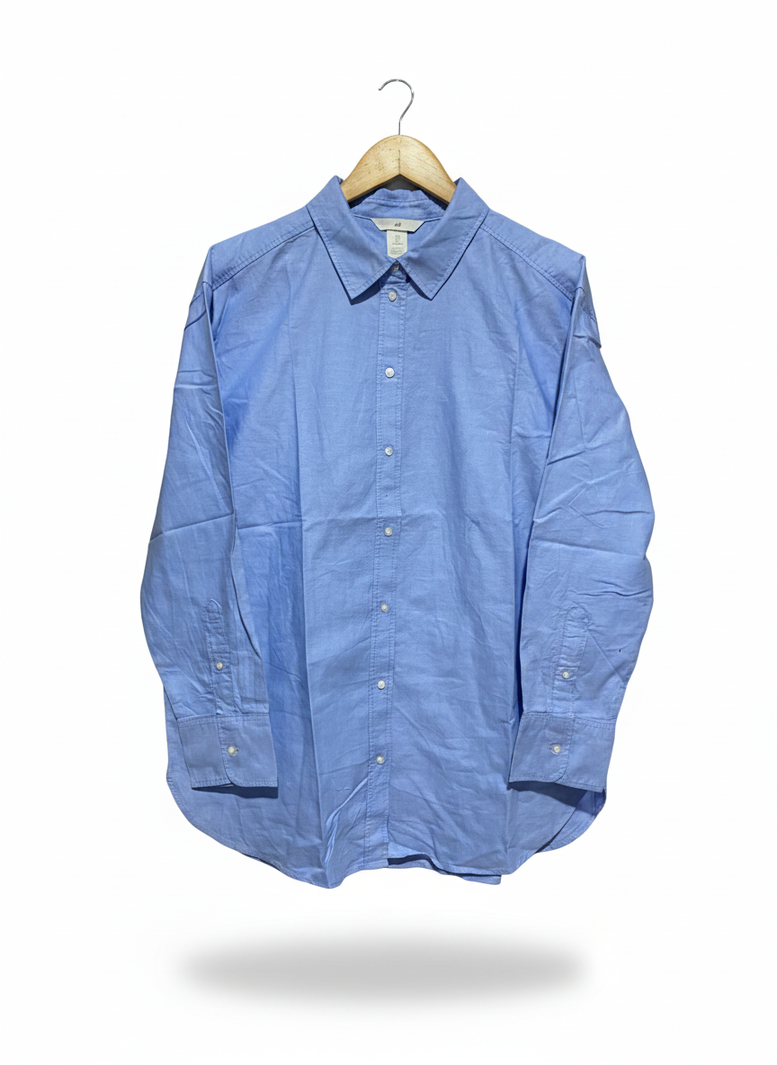 H&M|M|BUST 23|Blue Cotton Long-Sleeve Shirt