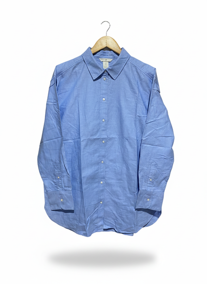 H&M|M|BUST 23|Blue Cotton Long-Sleeve Shirt