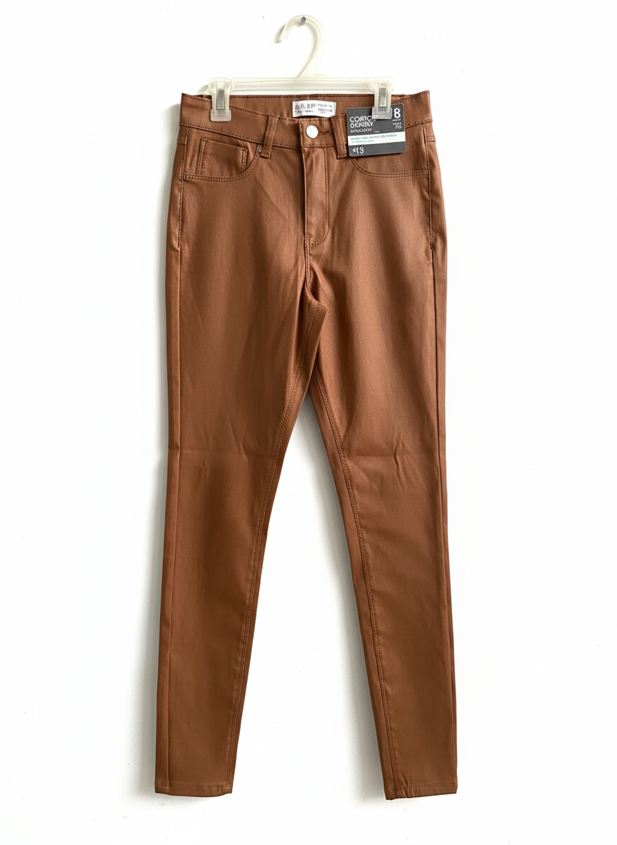 PRIMARK|S|WAIST 26|Brown Coated Skinny Jeans