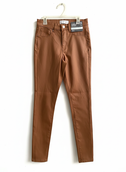 PRIMARK|S|WAIST 26|Brown Coated Skinny Jeans
