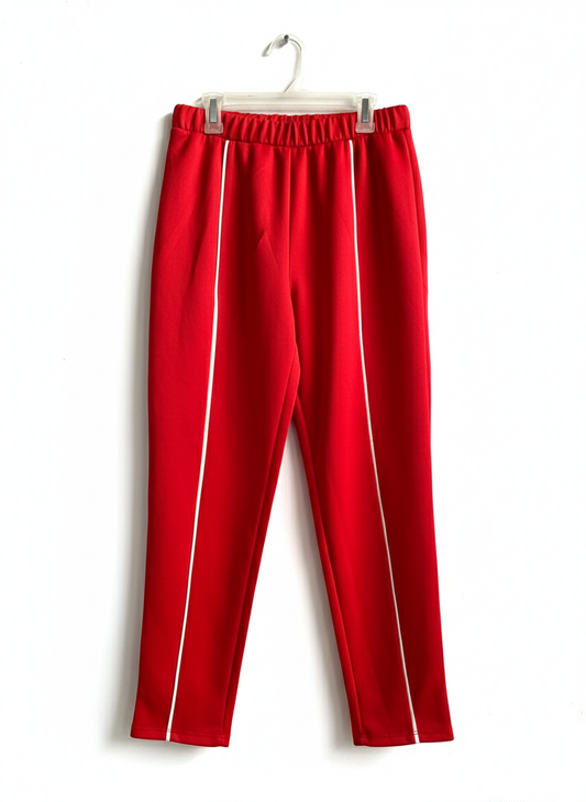 PULL&BEAR|S/M|WAIST 26|Red Track Pants with White Stripes