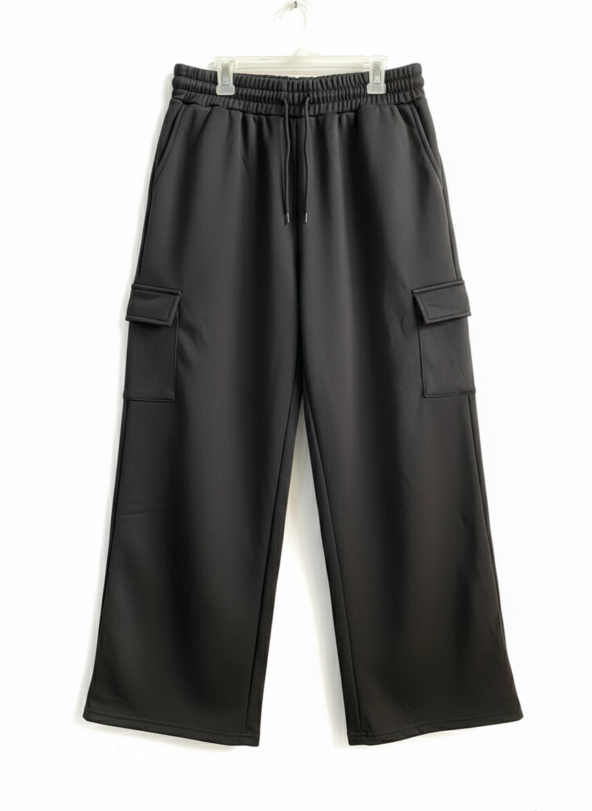Black Wide Leg Cargo Trouser for Women|XL|WAIST 30